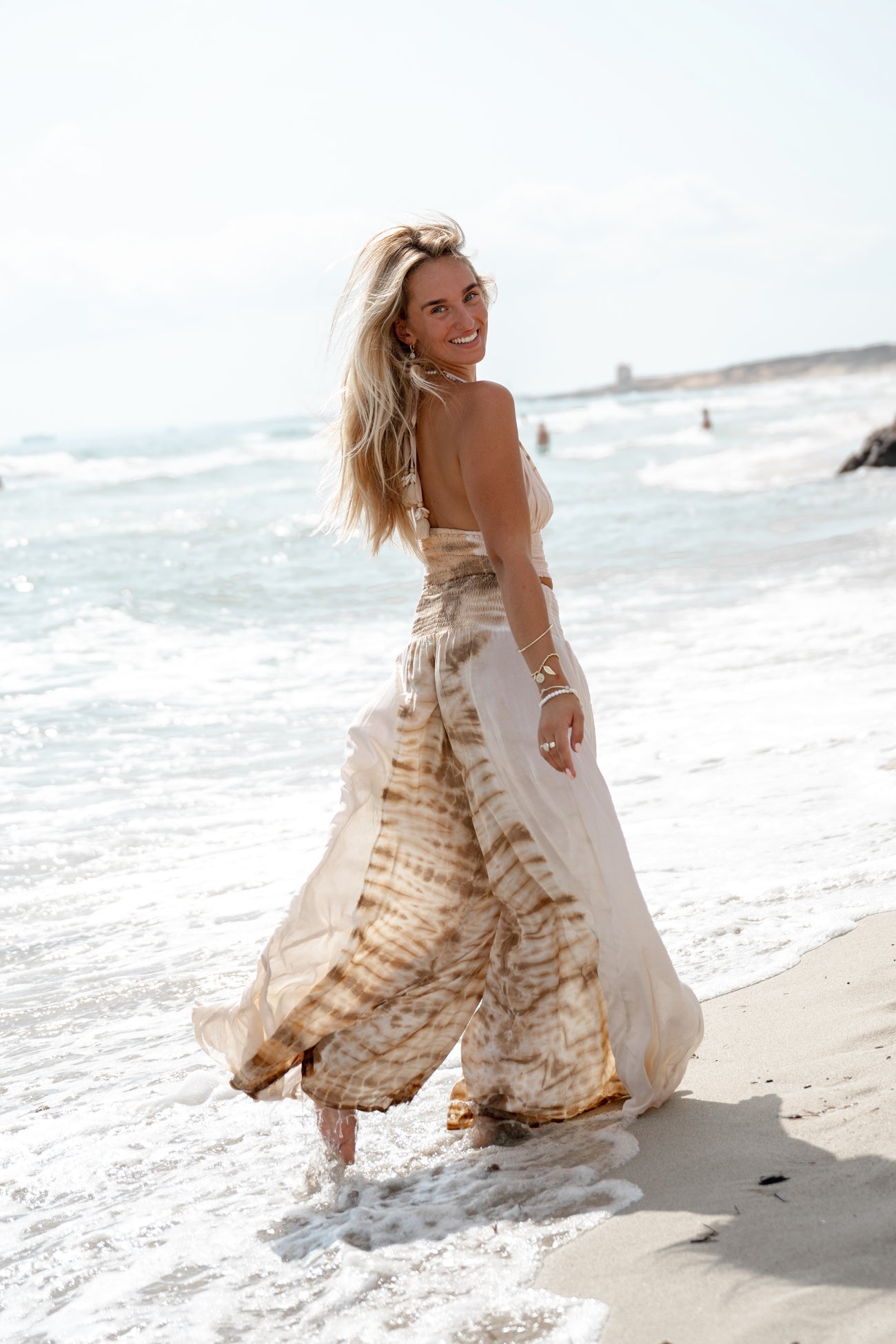 Ibizamode Pants Vena Maraluna Ivory with airy ombre look and flowy summer fit