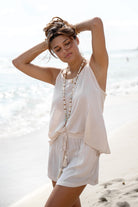 Ibizamode Strap Top Yago Ivory with airy feminine fit and relaxed summer look