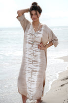 Ibizamode Kaftan Milla Maraluna Light Taupe with airy ombre look and relaxed beach fit