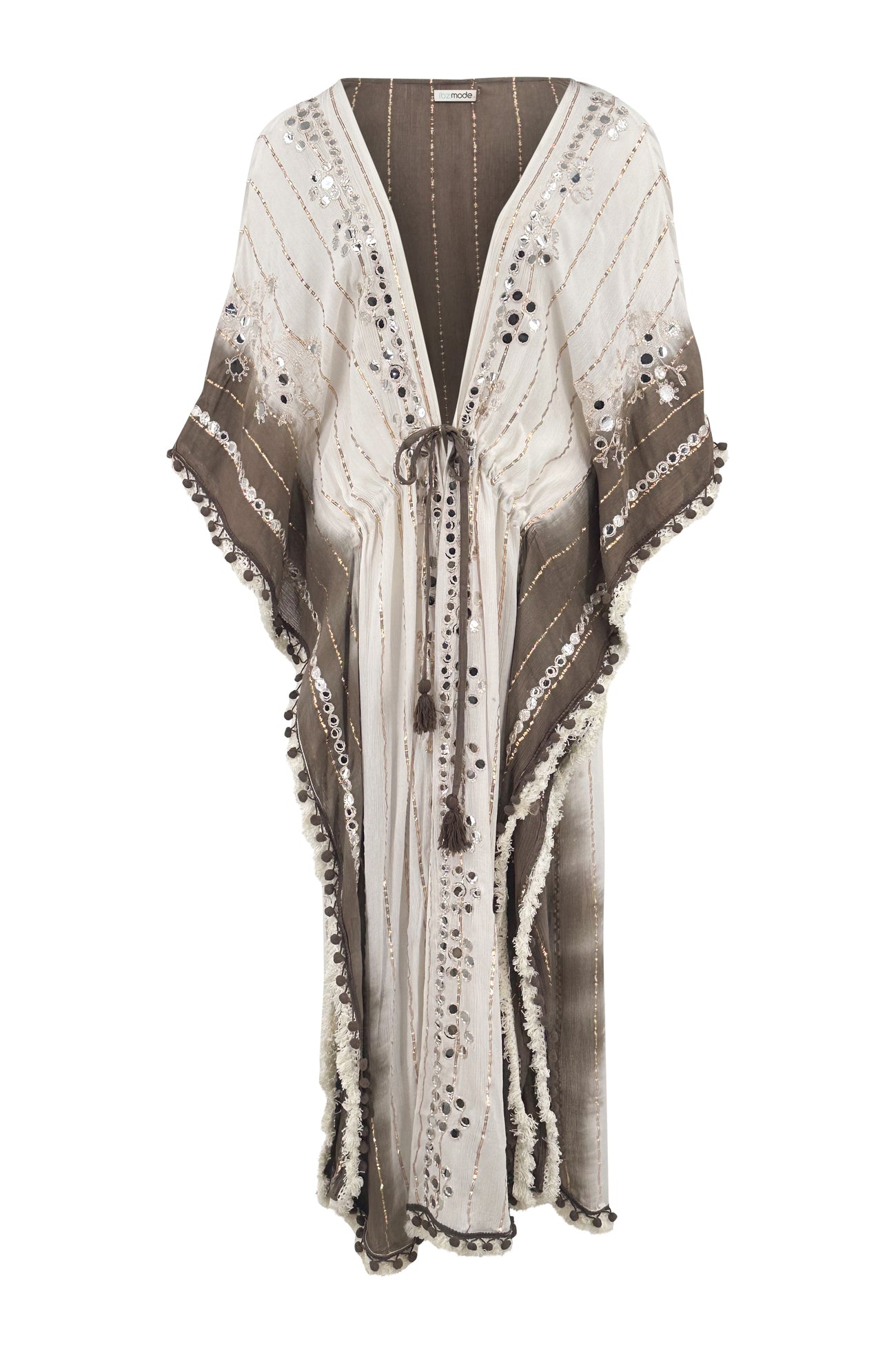 Bohemian kimono in beige brown van ibzmode, Brands of Ibiza
