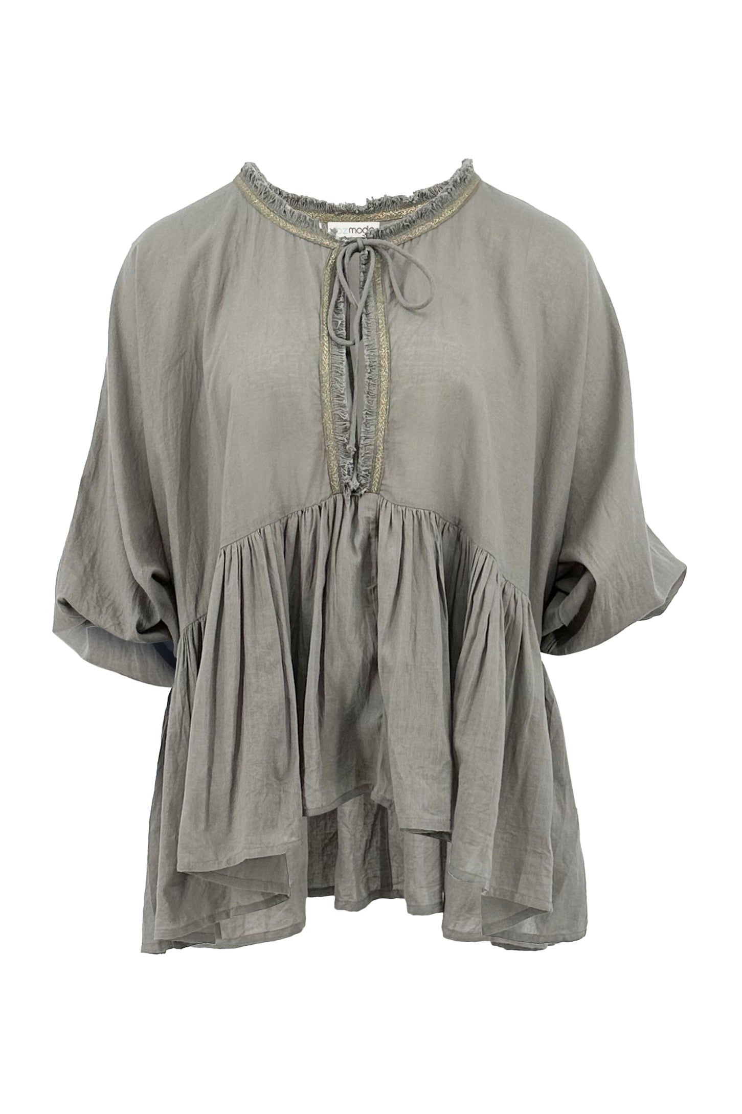 Bohemian blouse in khaki van ibzmode, Brands of Ibiza