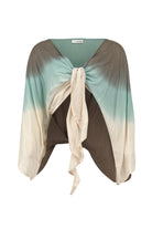 Ibizamode Wrap Top Sadri Almora Taupe Mint with airy printed look and feminine fit