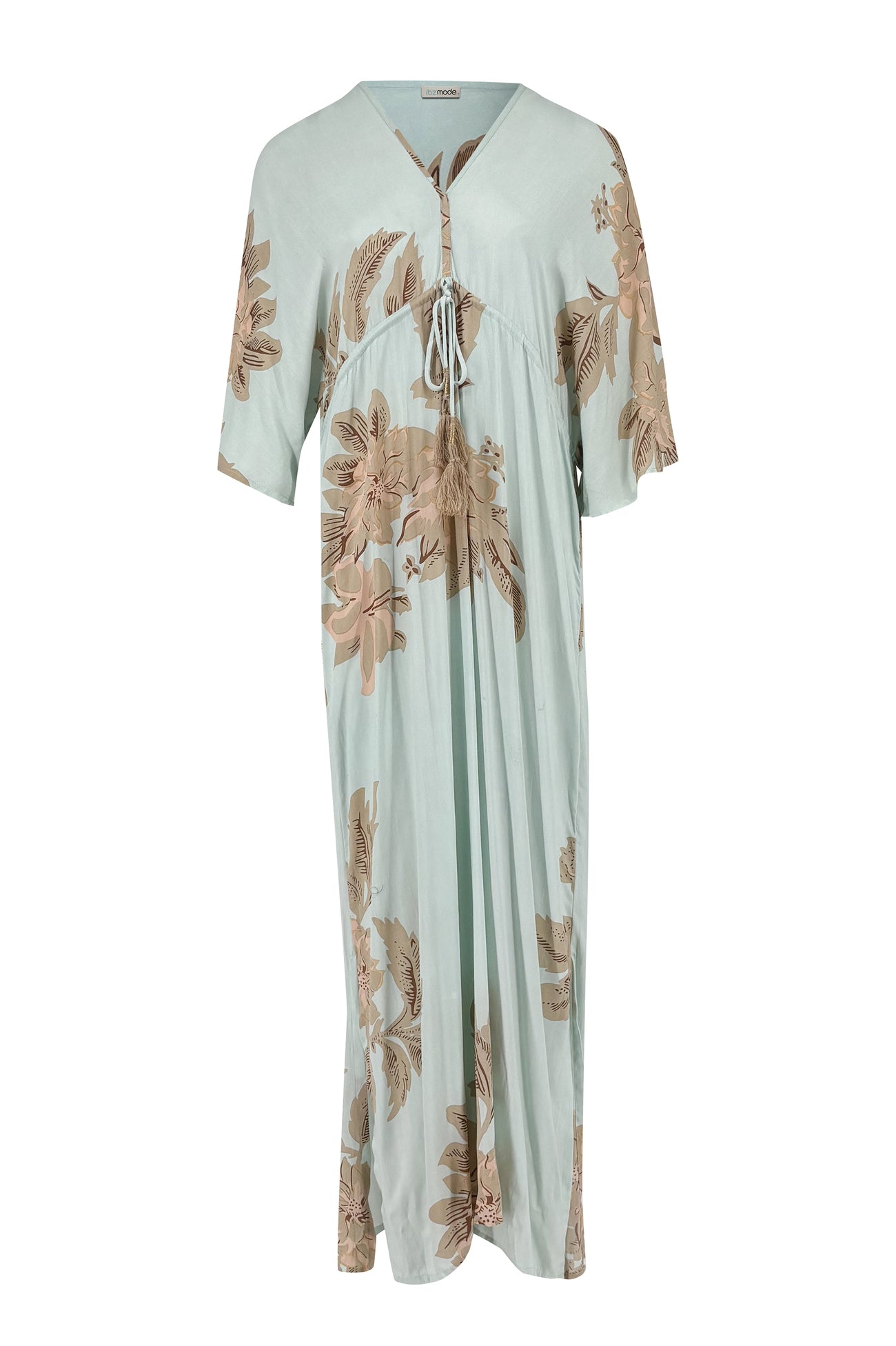Ibizamode Kaftan Savina Isalea Mint floral maxi kaftan