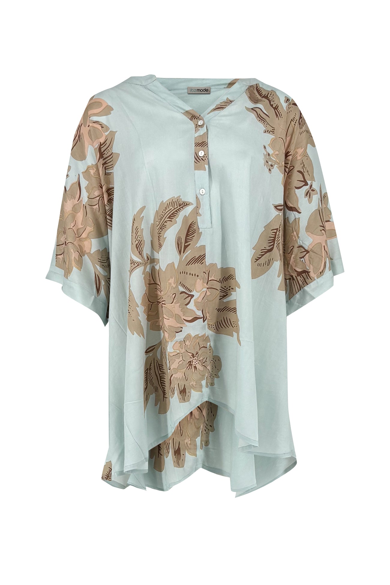 Ibizamode Short Kaftan Davina Isalea Mint floral short kaftan