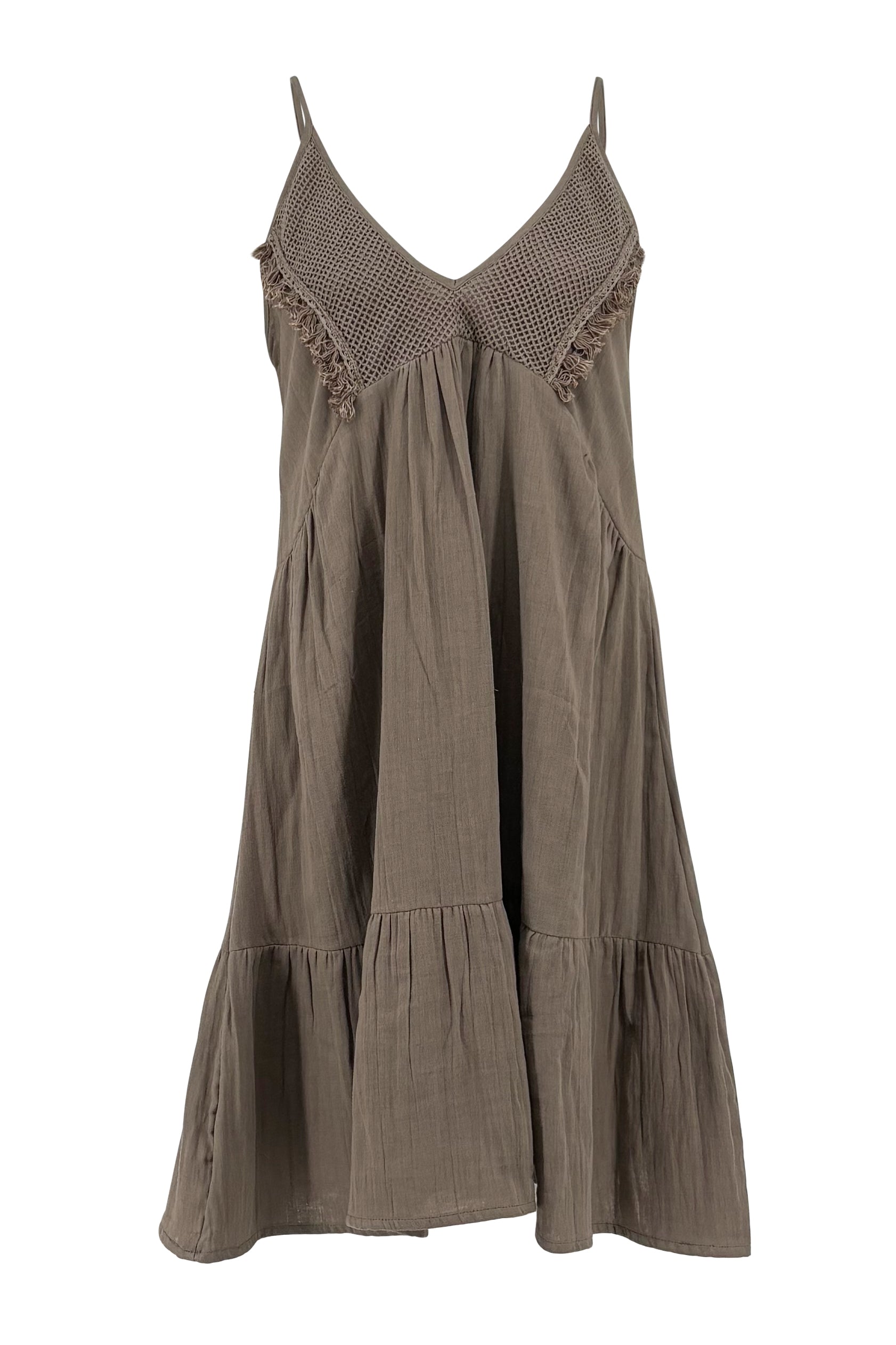 Ibizamode dark taupe strap resort dress