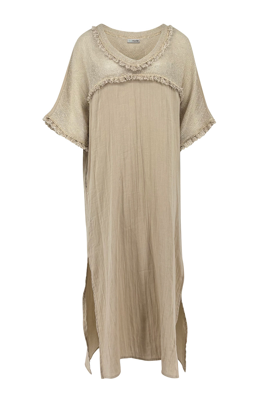 Ibizamode beige long resort kaftan