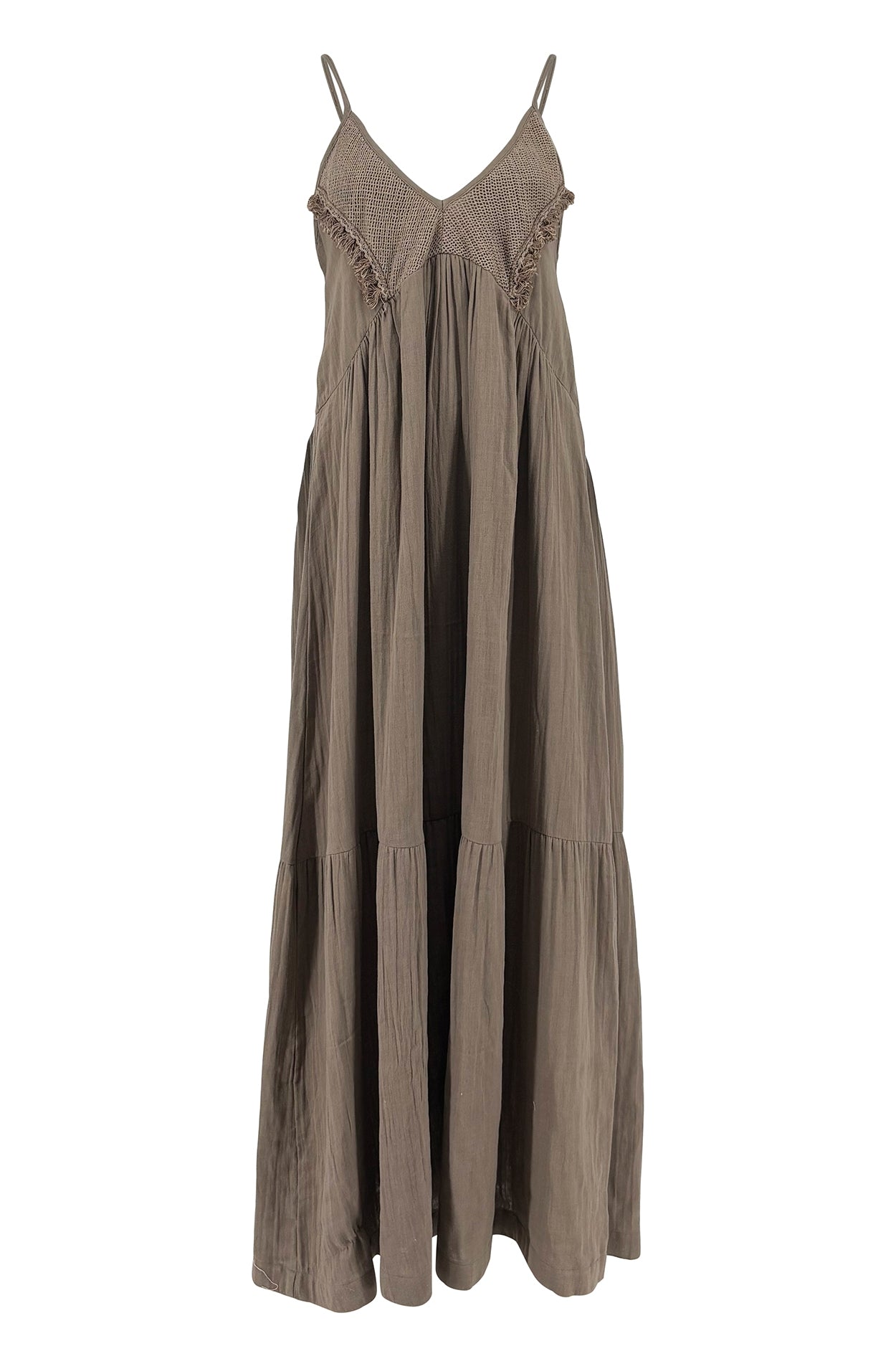 Ibizamode dark taupe cotton resort dress