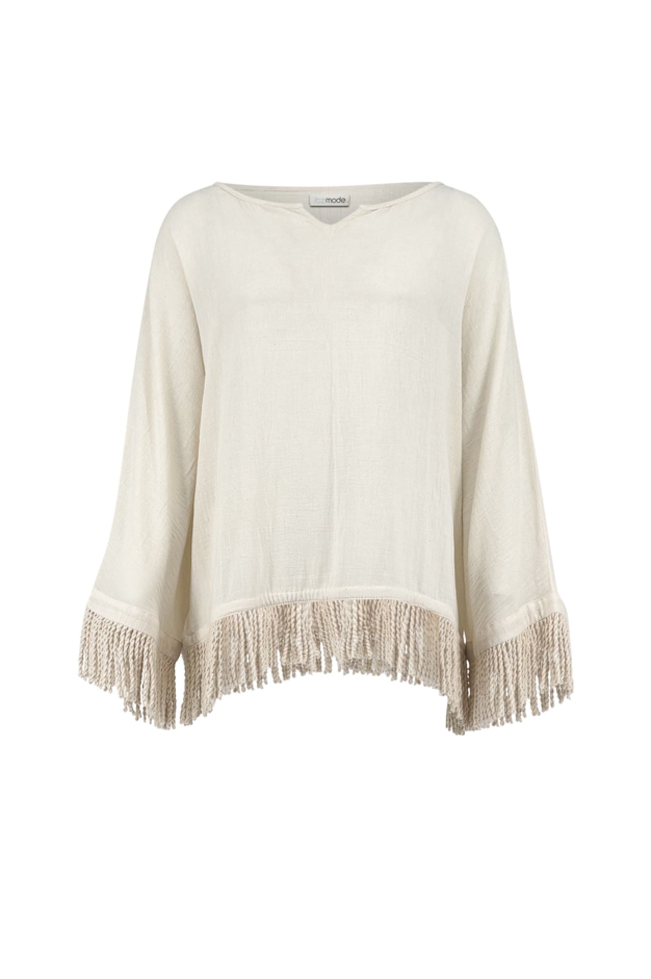 Ibzmode Blouse Ciel Brisola Ivory cotton blouse with fringes