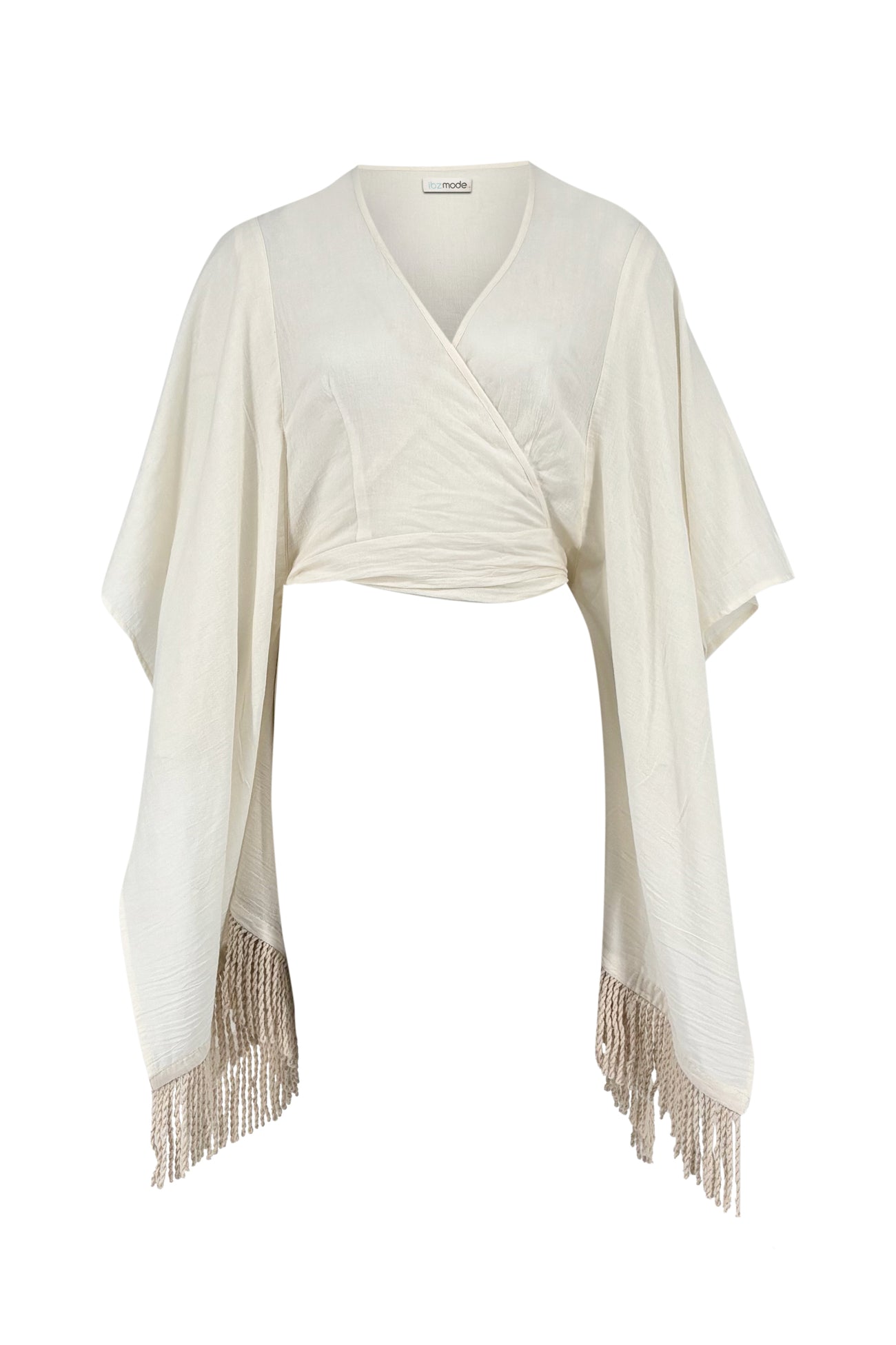 Ibzmode Top Zaria Brisola Ivory with fringe details in cotton