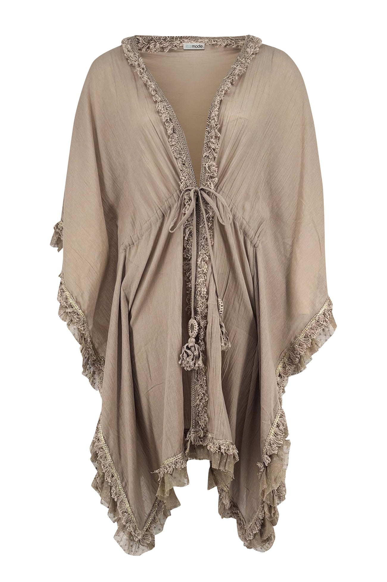 Ibizamode Bohemian Bloom taupe Ana kimono with soft flowing fabric