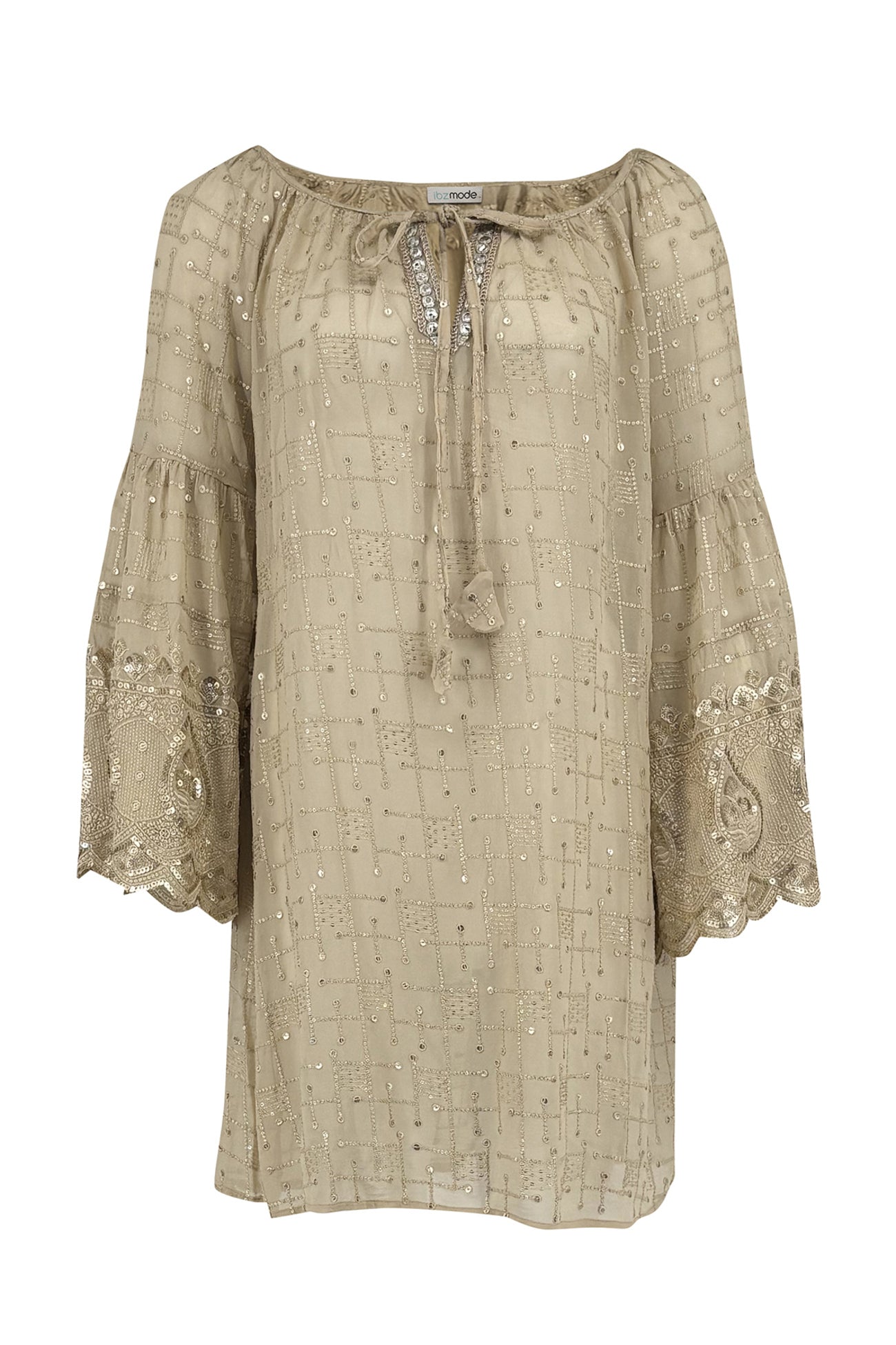 Ibzmode Tunic Amara Lunara Sand with subtle shimmer detail