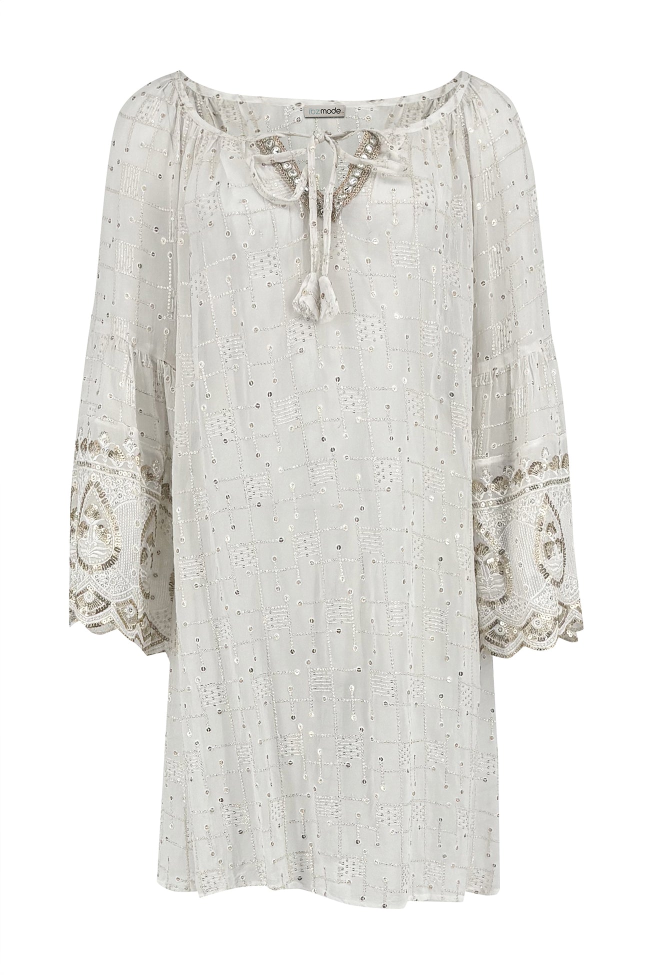 Ibzmode Tunic Amara Lunara White with subtle shimmer detail