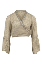 Ibzmode Wrap Top Darcia Lunara Sand with subtle shimmer detail