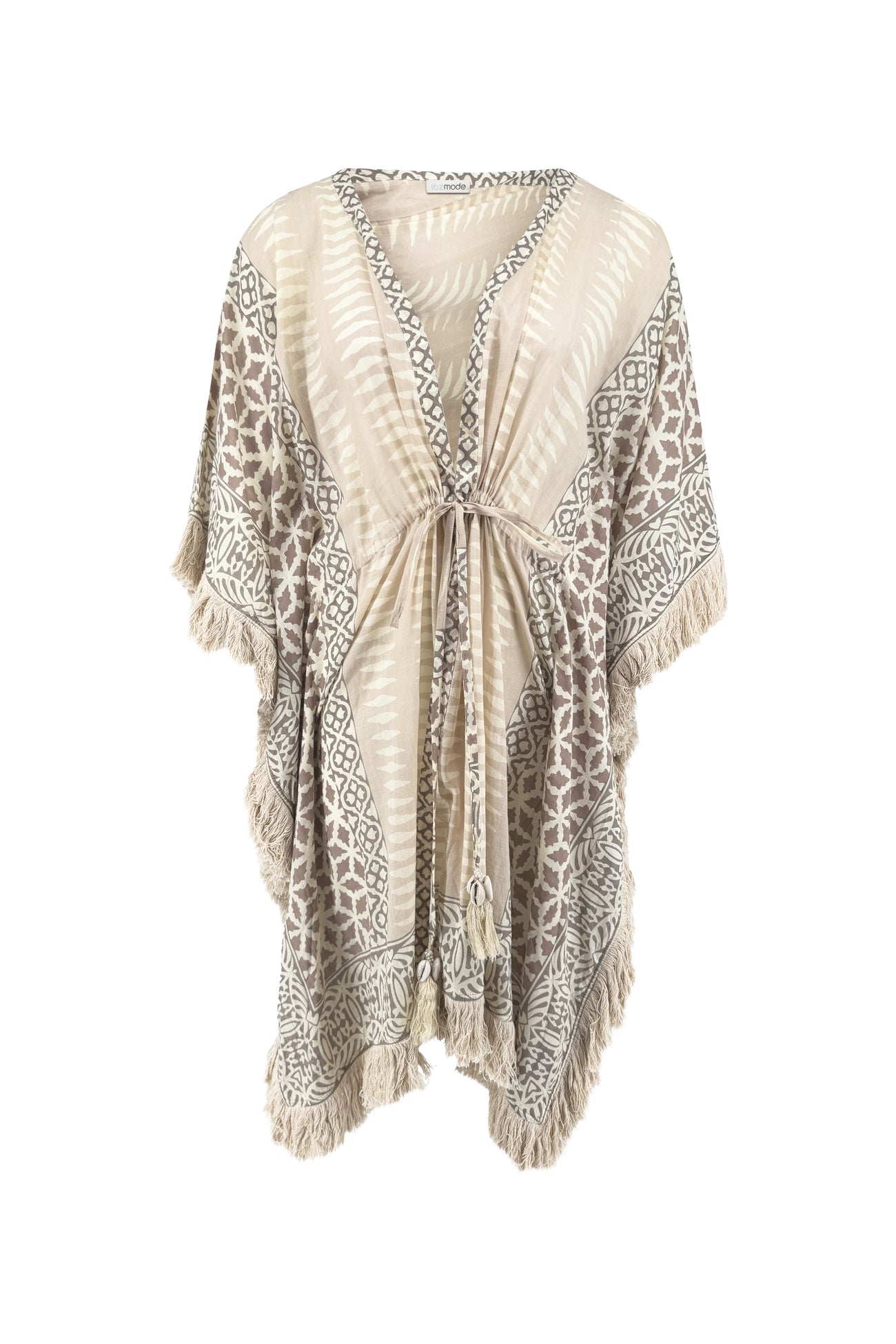Ibzmode Short Kimono Flora Miranza Natural bohemian beachwear
