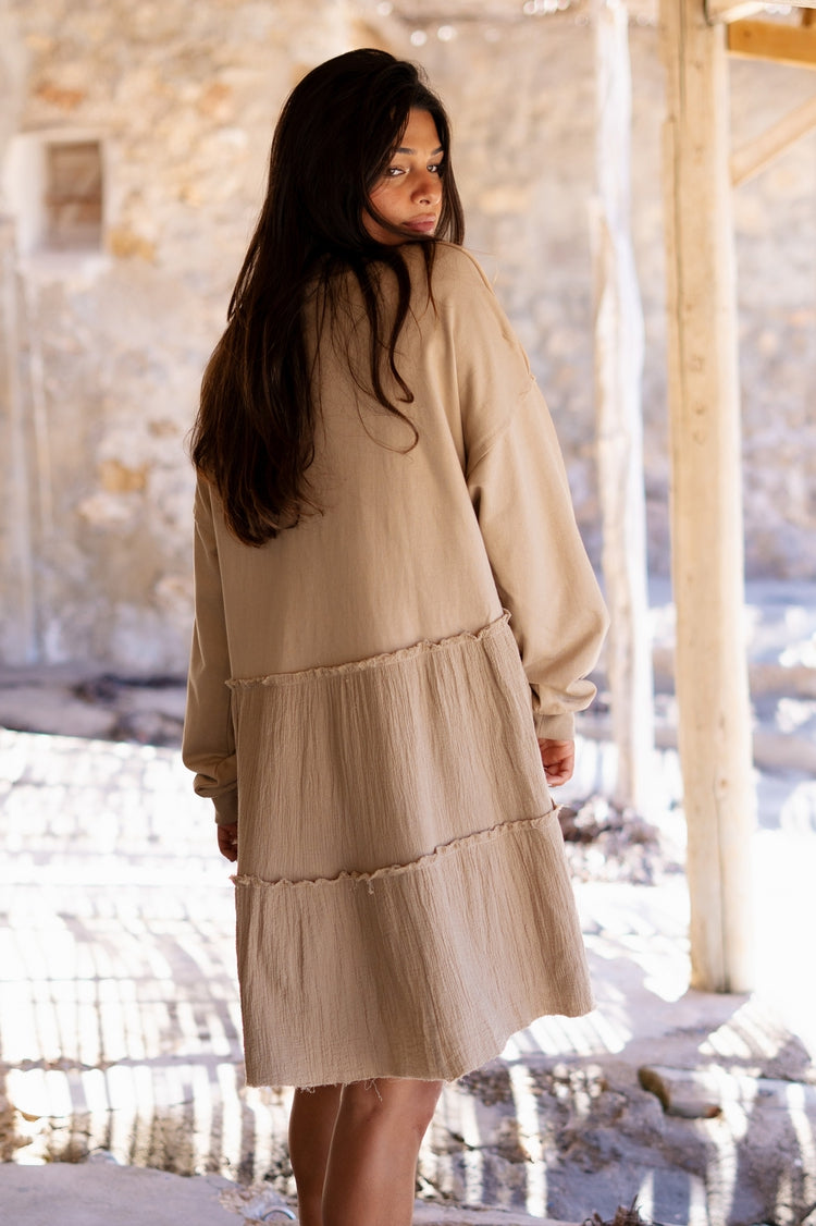 Bohemian jurk in taupe van ibzmode, Brands of Ibiza