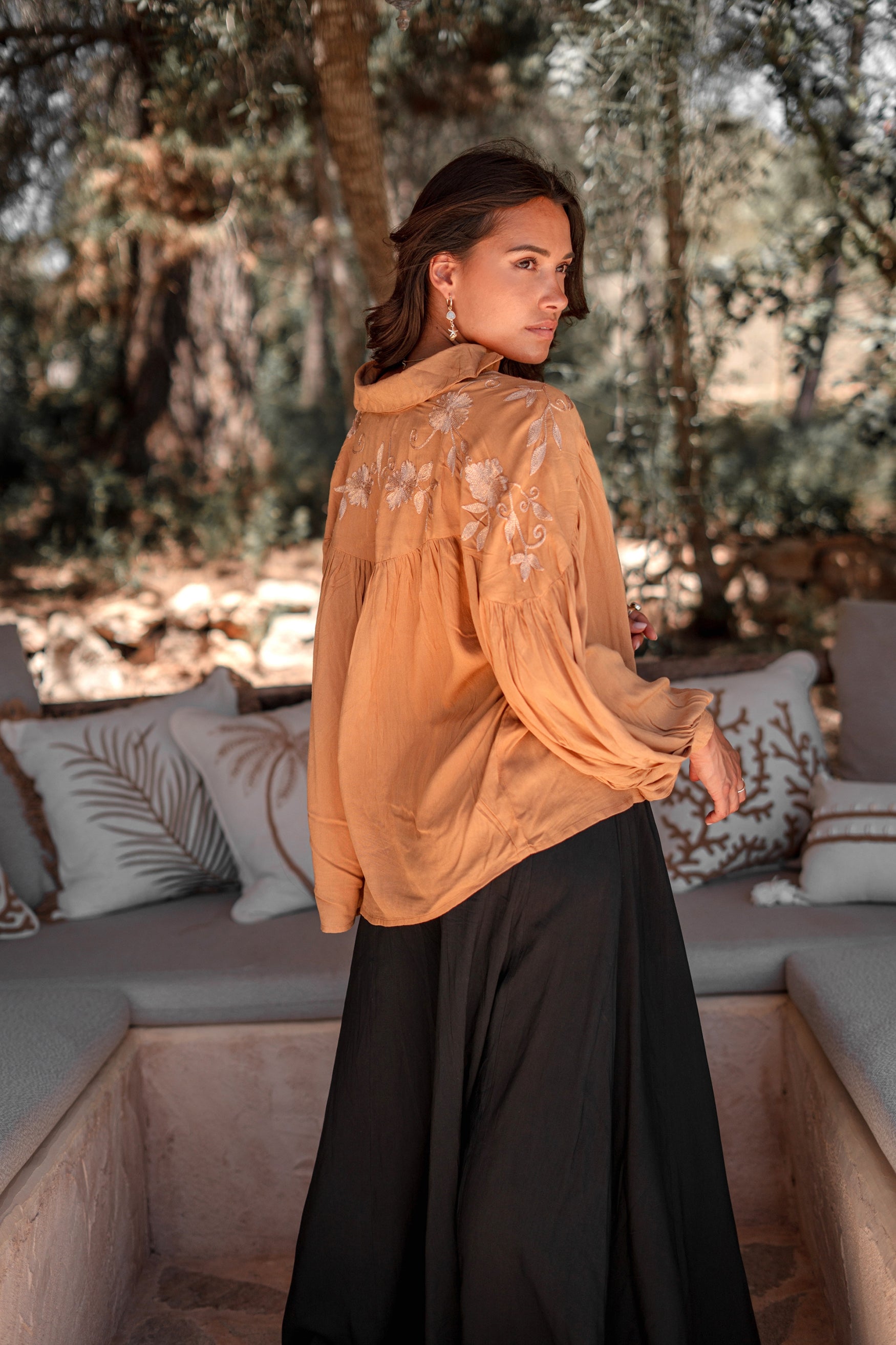 Bohemian blouse in brick van ibzmode, Brands of Ibiza