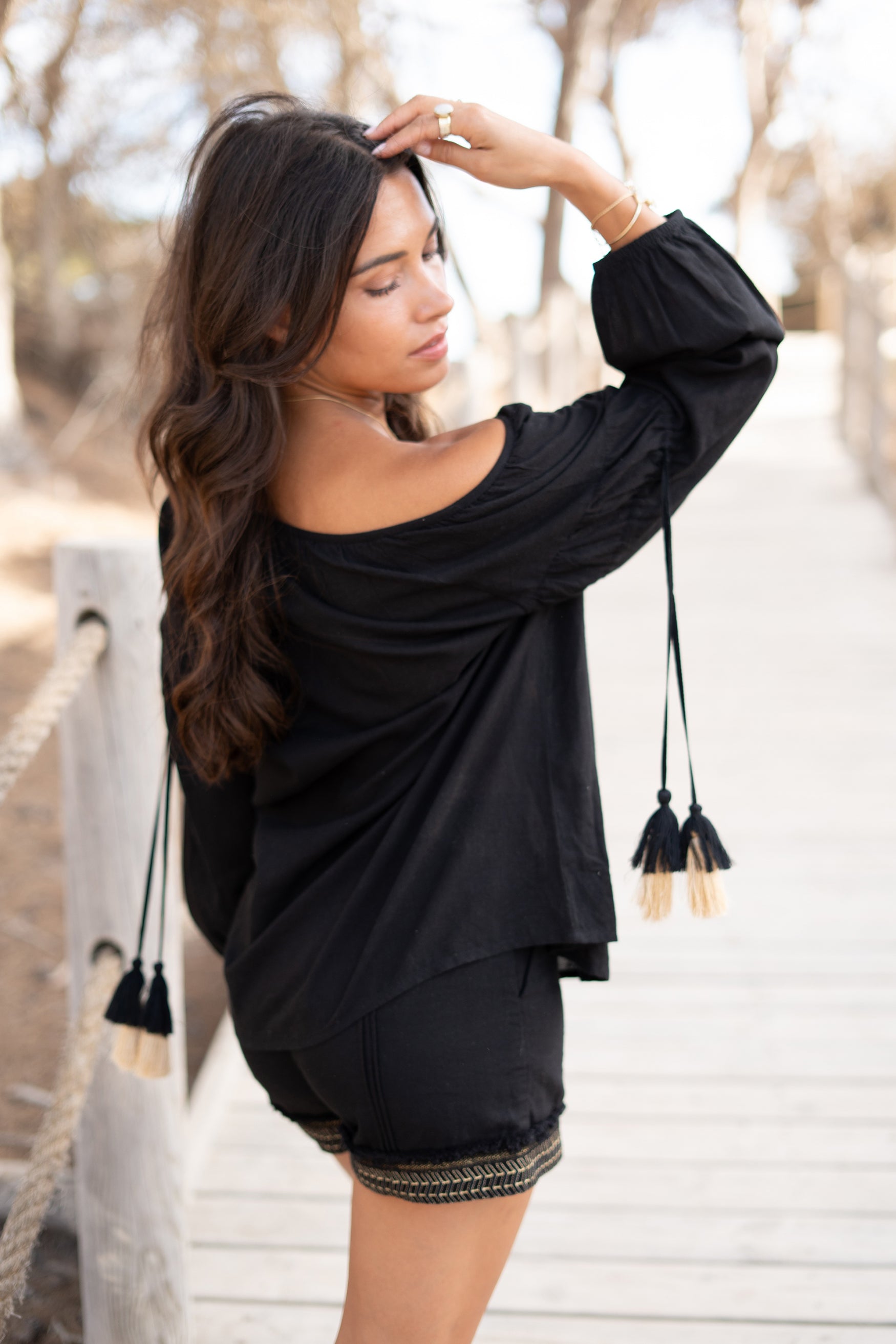 Bohemian blouse in black van ibzmode, Brands of Ibiza