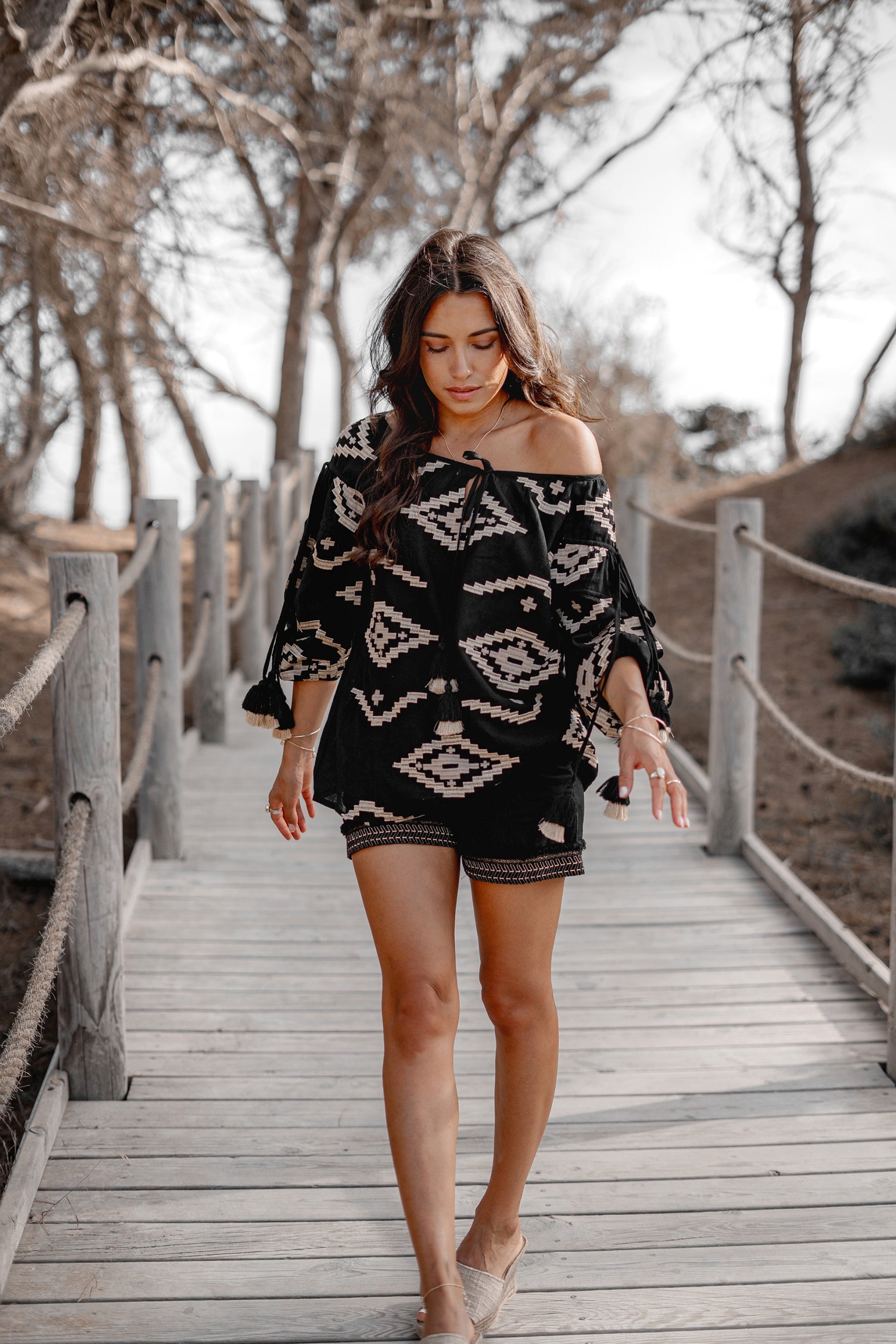 Bohemian blouse in black van ibzmode, Brands of Ibiza