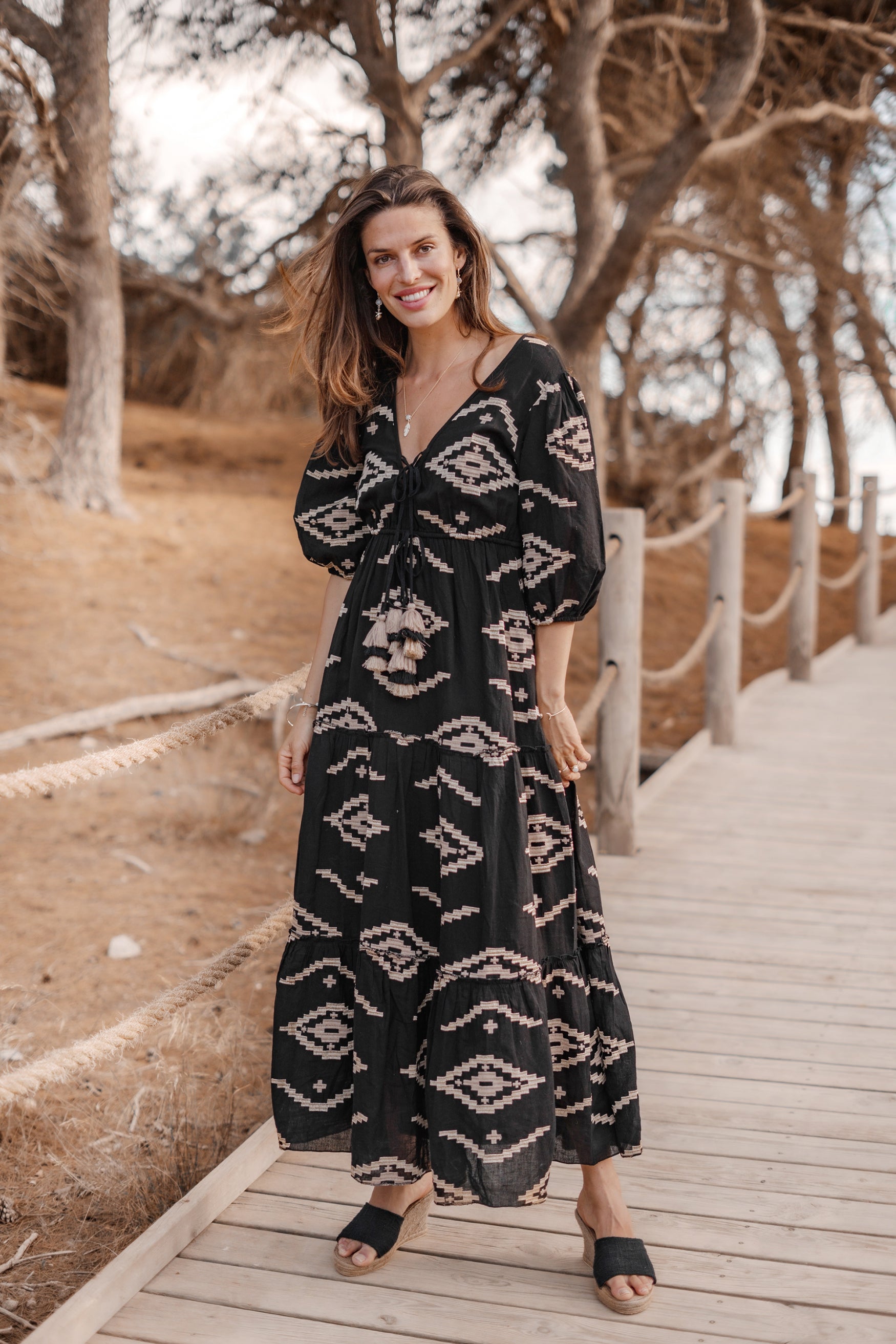 Bohemian jurk in black van ibzmode, Brands of Ibiza