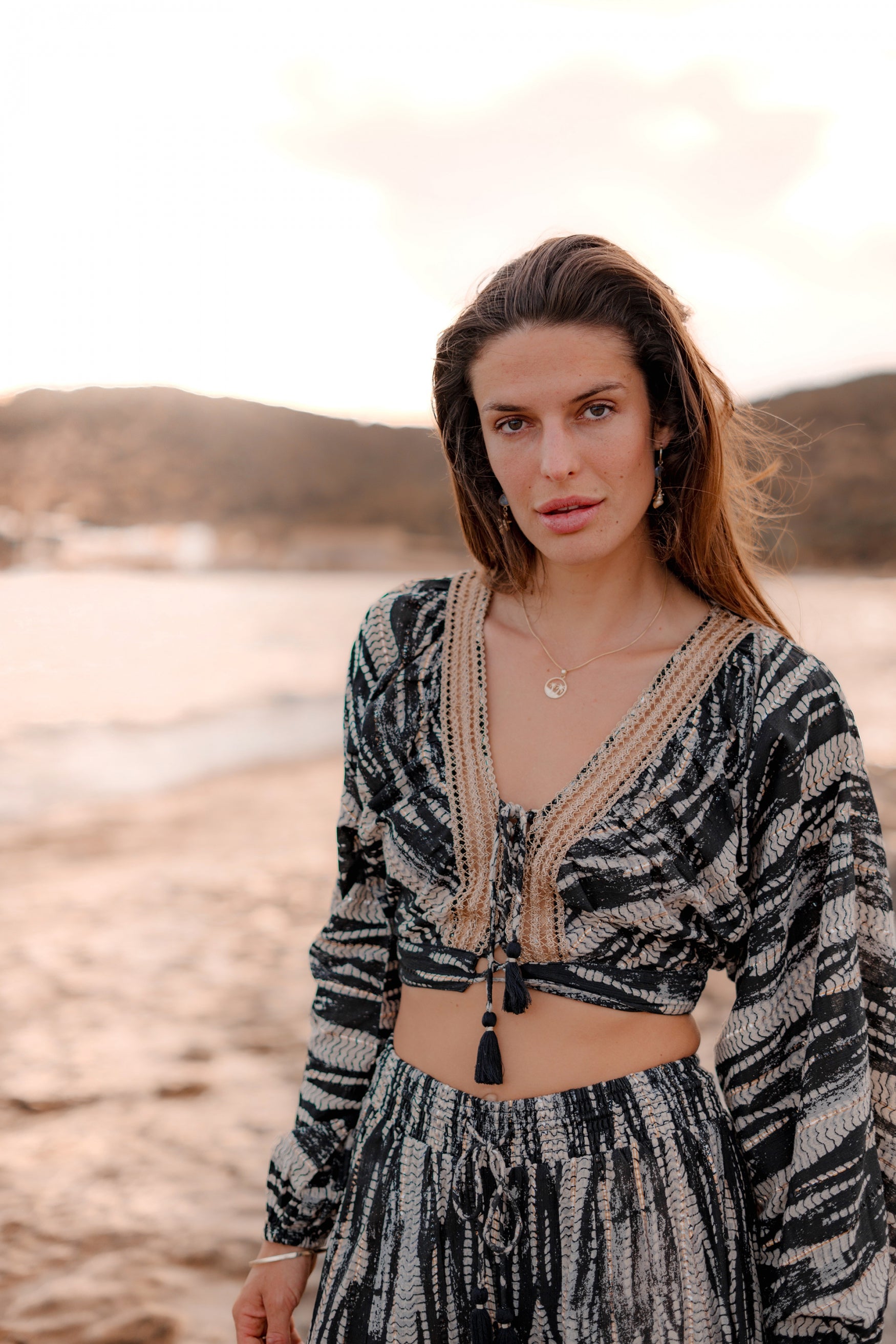Bohemian top in black van ibzmode, Brands of Ibiza