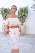 Ibizamode Bohemian Blush powder tie dye viscose wide leg pants