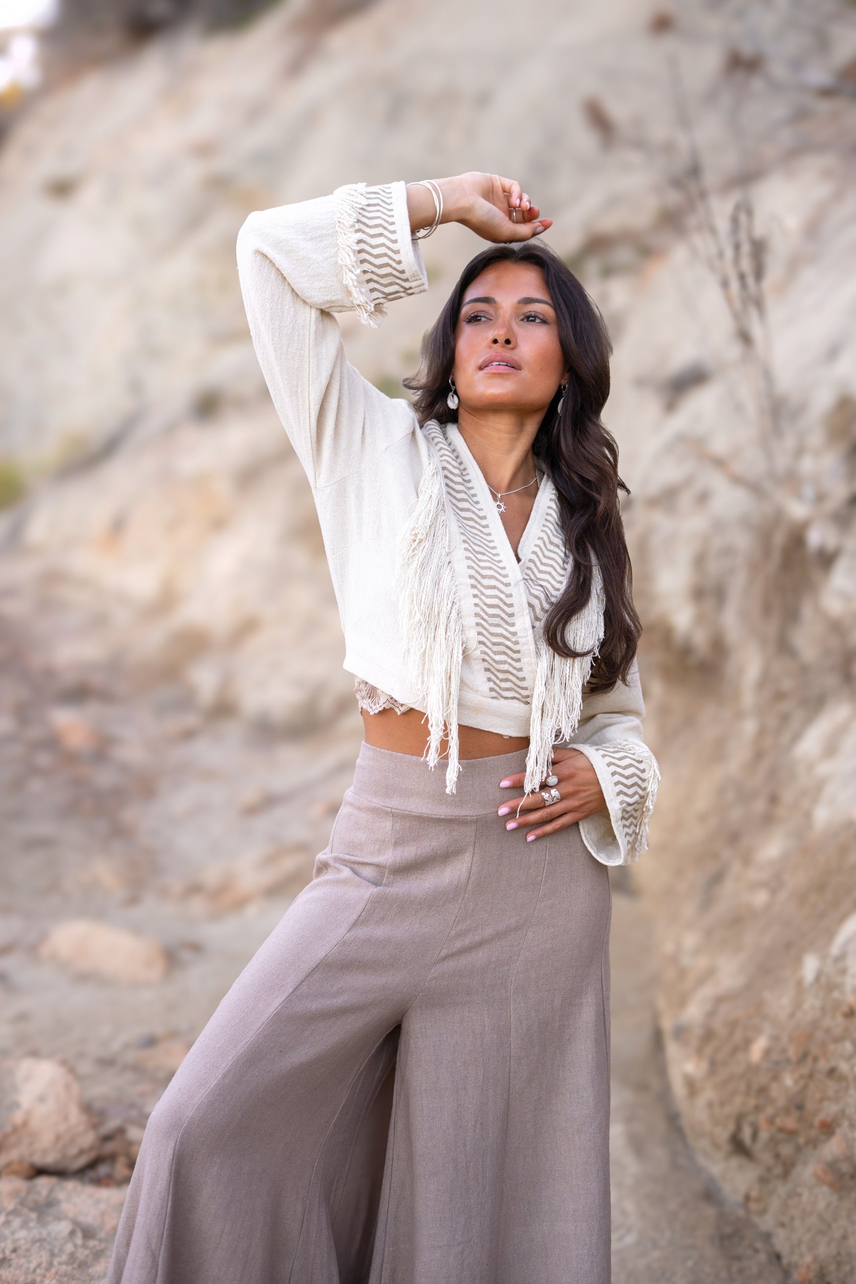 Bohemian top in ecru van ibzmode, Brands of Ibiza