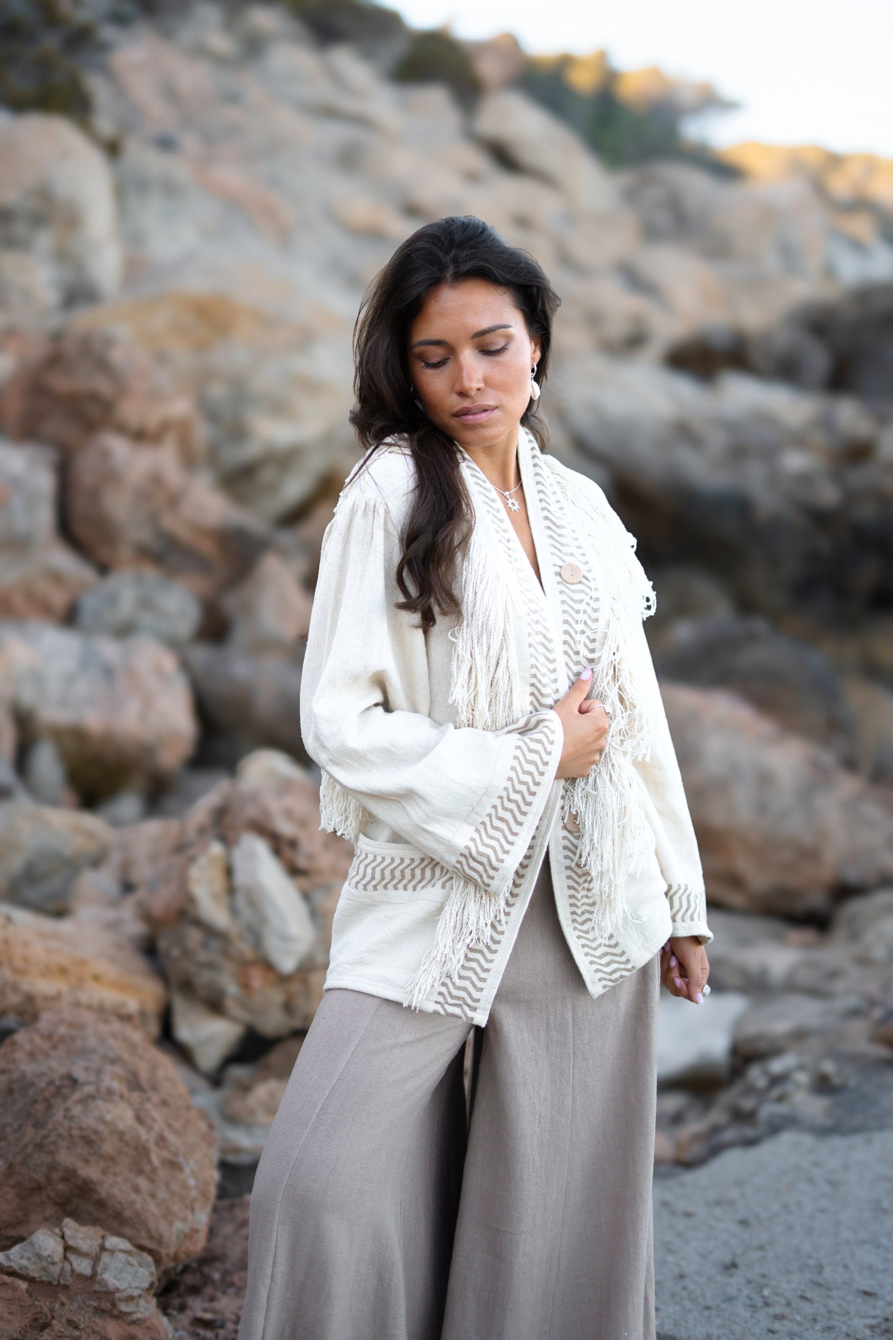 Bohemian kimono in ecru van ibzmode, Brands of Ibiza