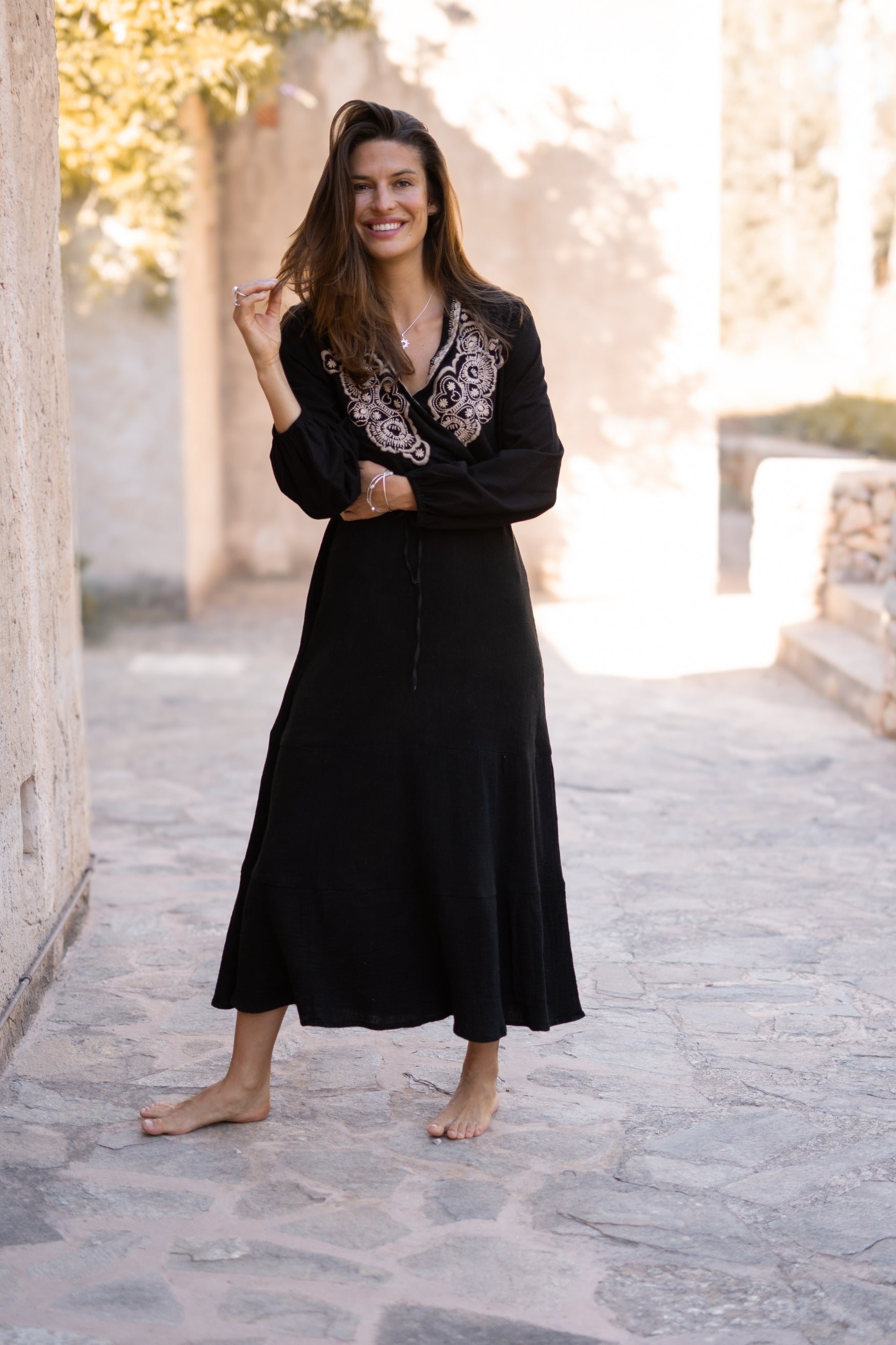 Bohemian jurk in black van ibzmode, Brands of Ibiza