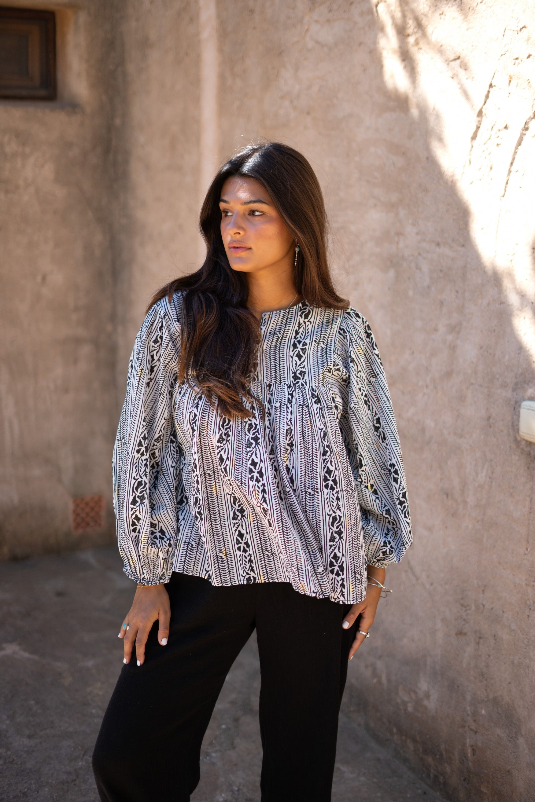 Bohemian blouse in black van ibzmode, Brands of Ibiza