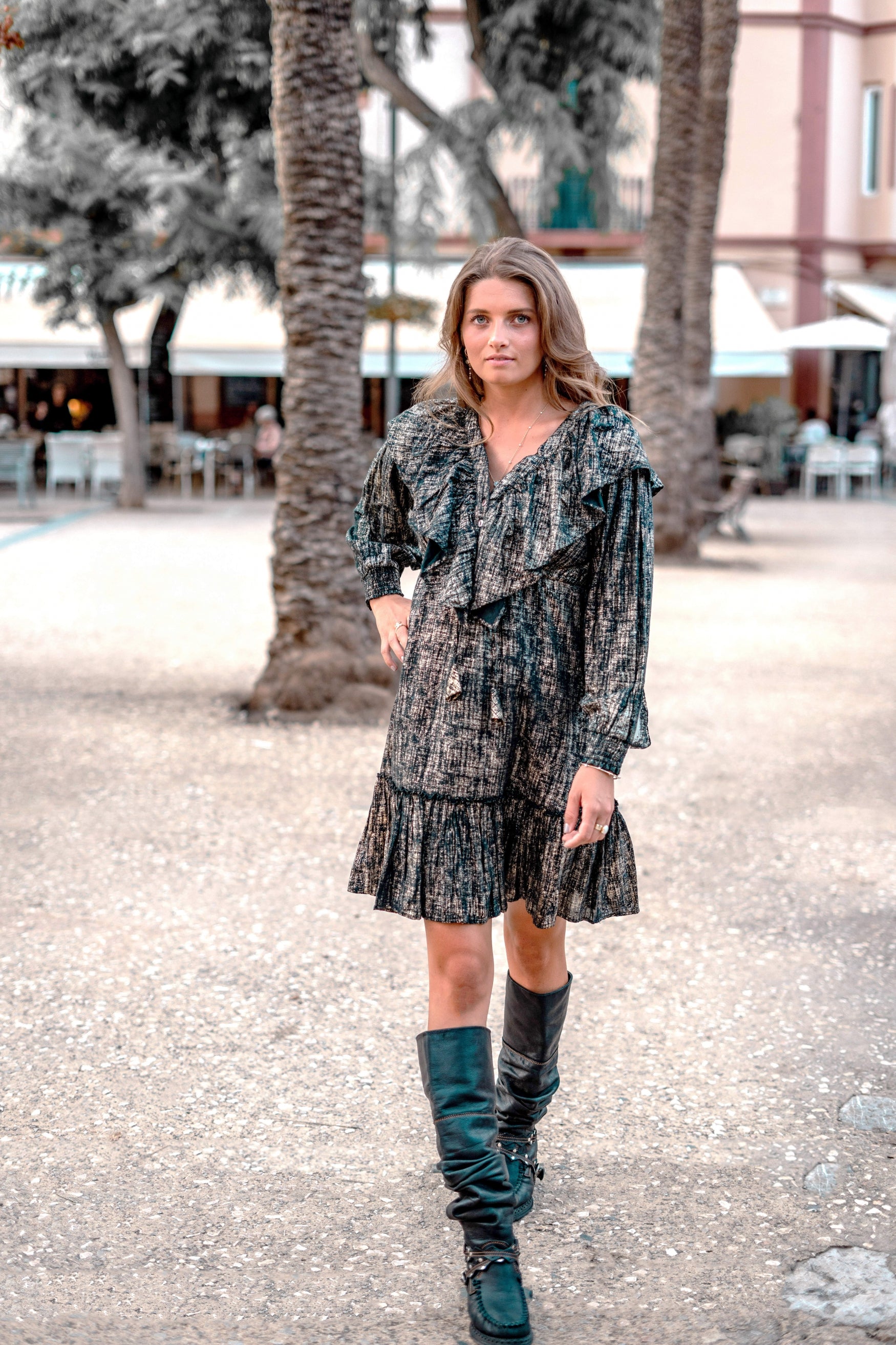 Bohemian jurk in black gold van ibzmode, Brands of Ibiza