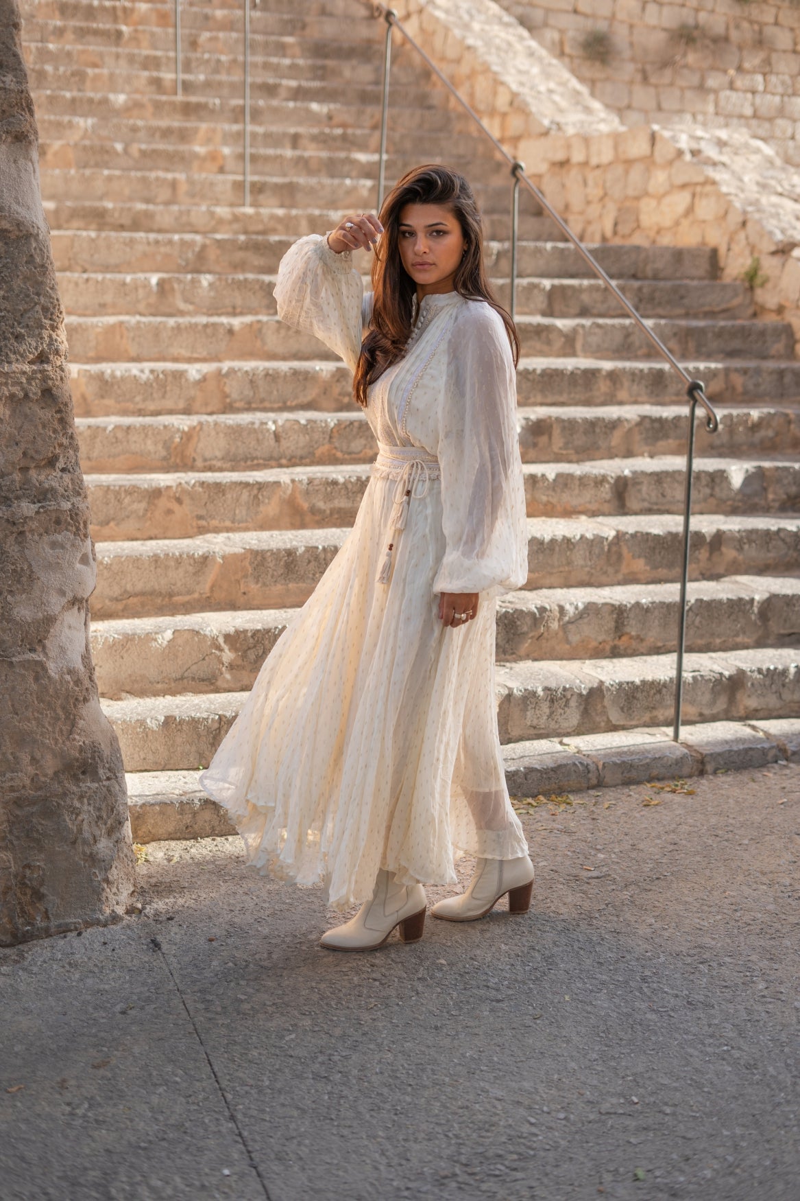 Bohemian jurk in ecru van ibzmode, Brands of Ibiza