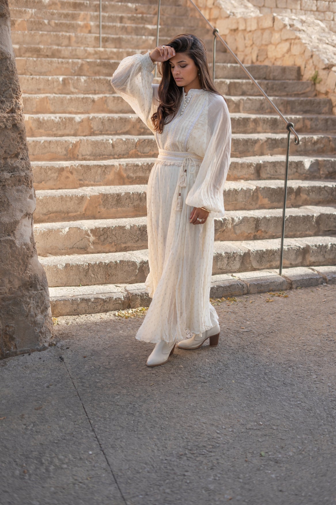 Bohemian jurk in ecru van ibzmode, Brands of Ibiza