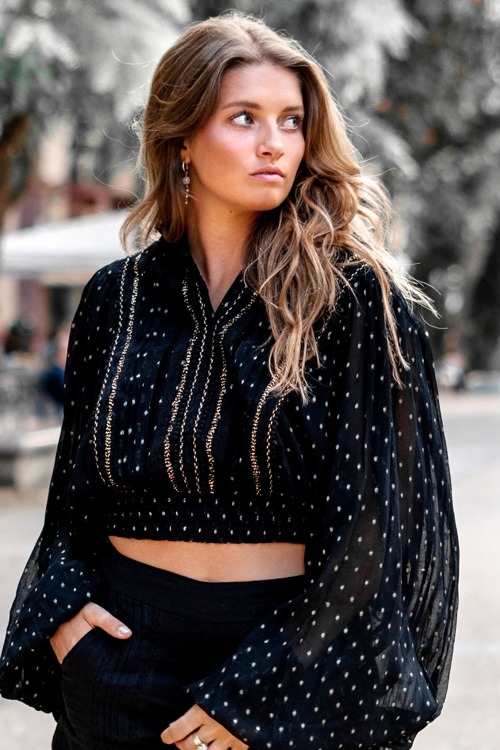 Bohemian blouse in black van ibzmode, Brands of Ibiza