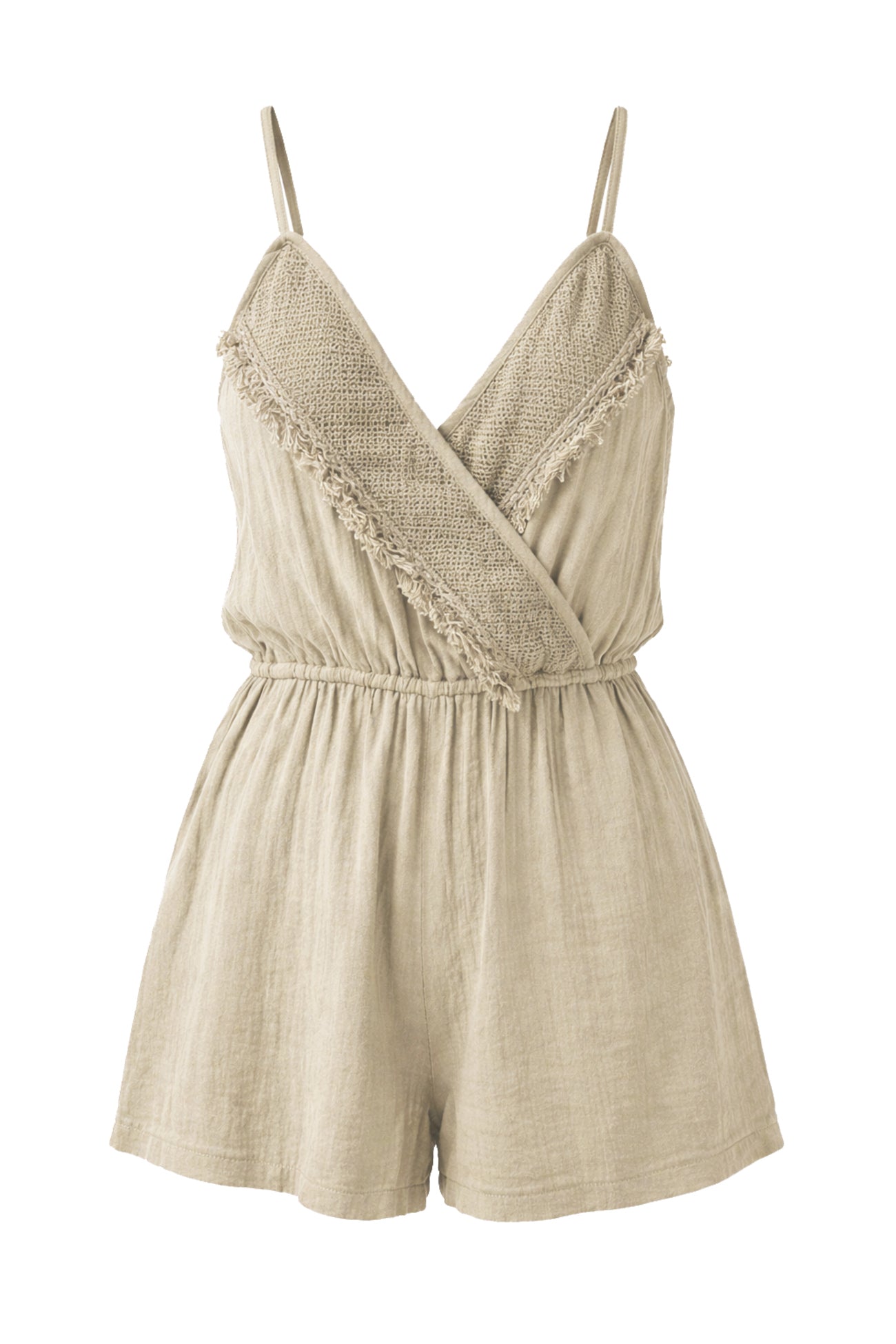 Ibizamode beige cotton resort playsuit