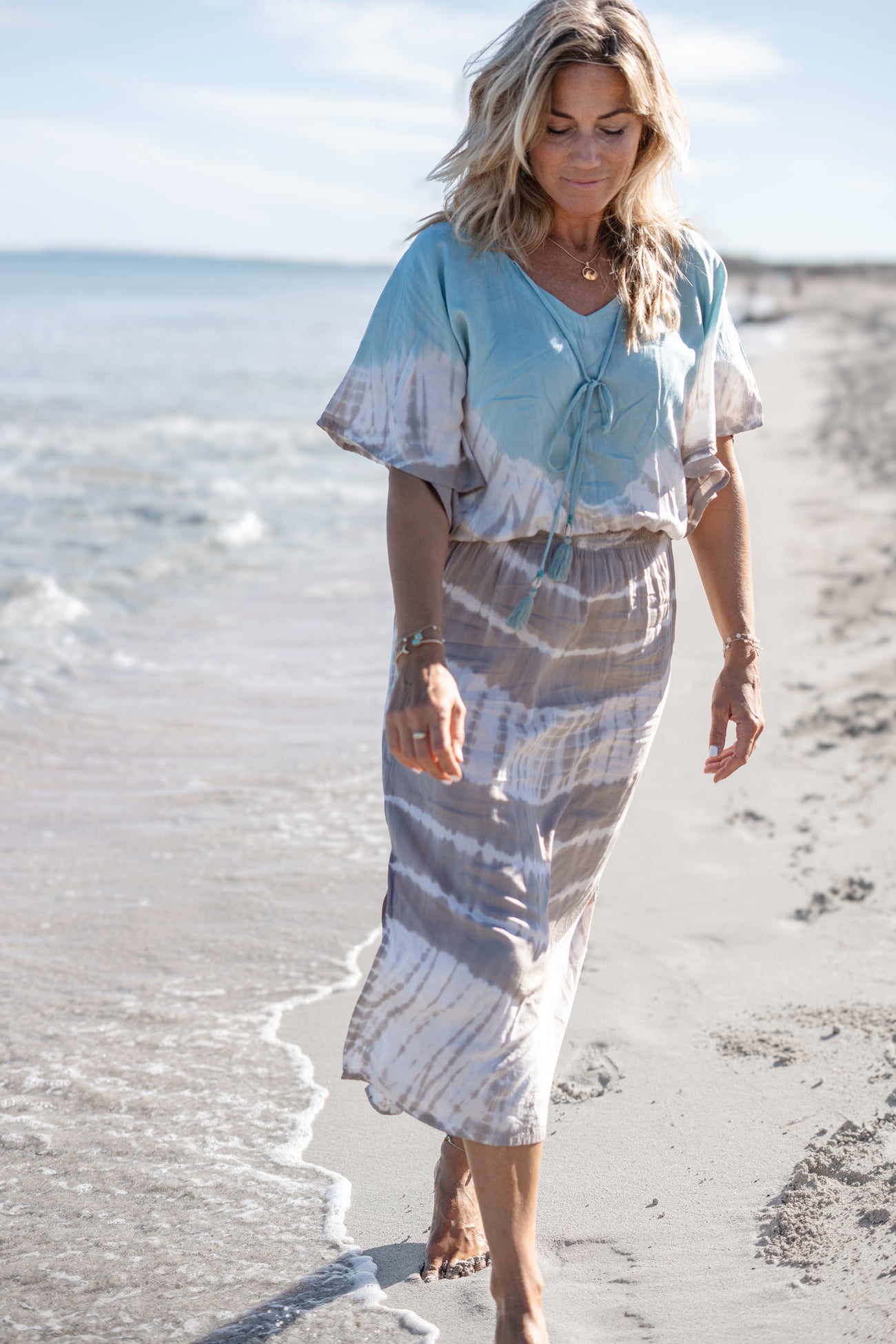 Vestido bohemio en azul pálido de ibzmode, Marcas de Ibiza