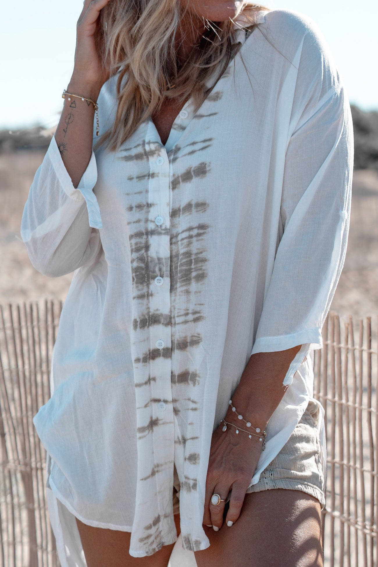 Bohemian blouse in white van ibzmode, Brands of Ibiza