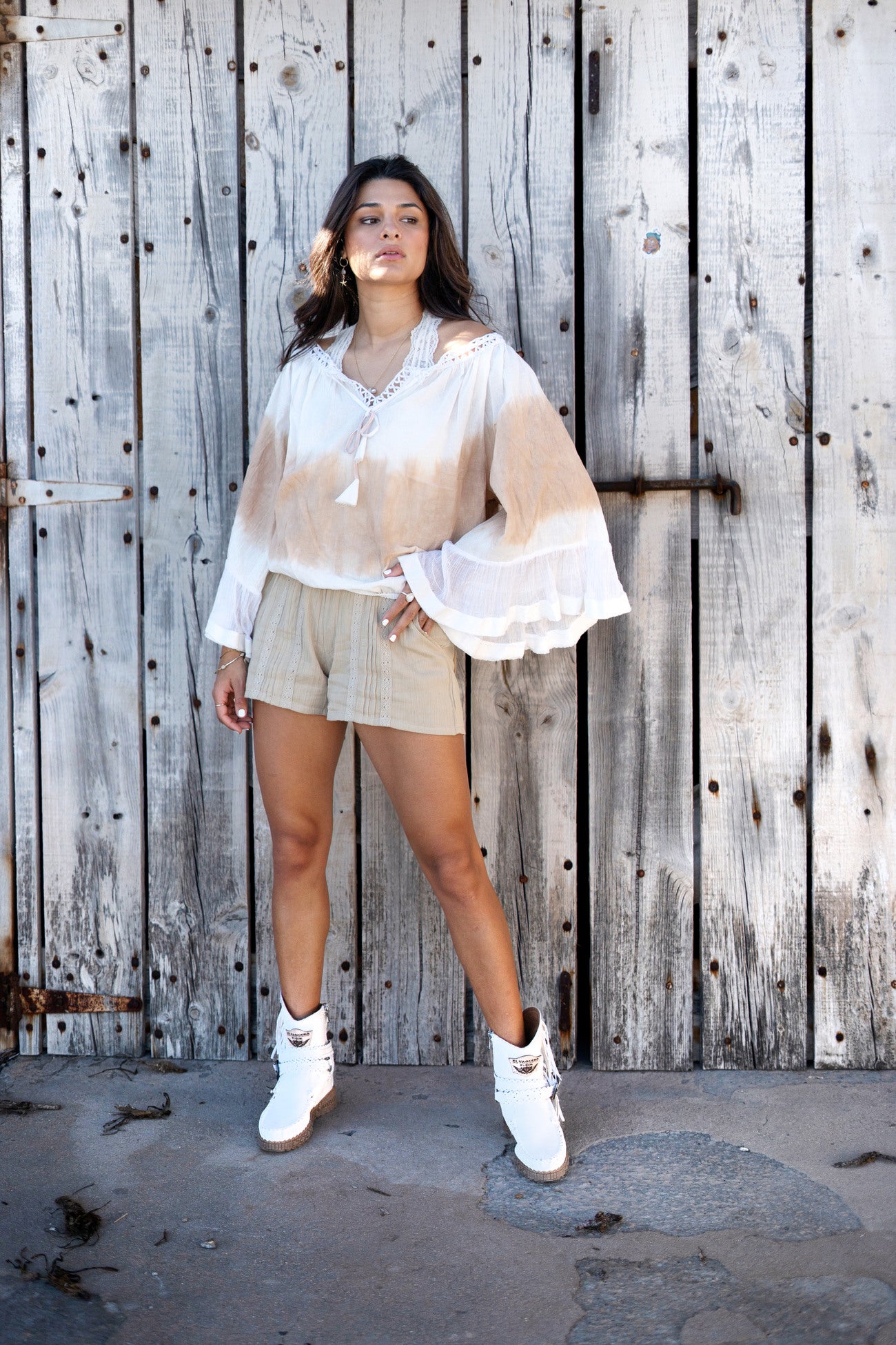Bohemian blouse in ivory van ibzmode, Brands of Ibiza
