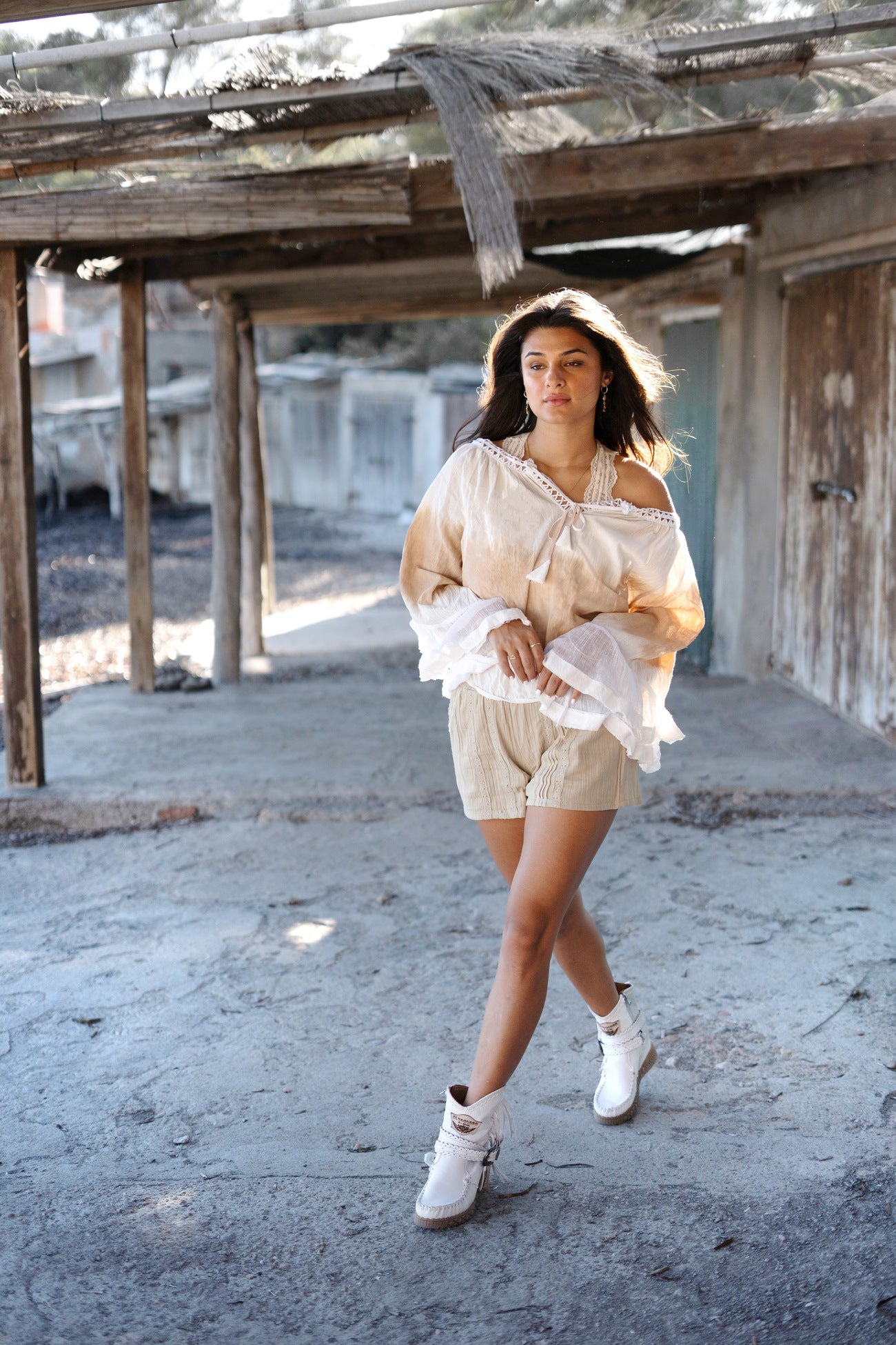 Bohemian blouse in ivory van ibzmode, Brands of Ibiza