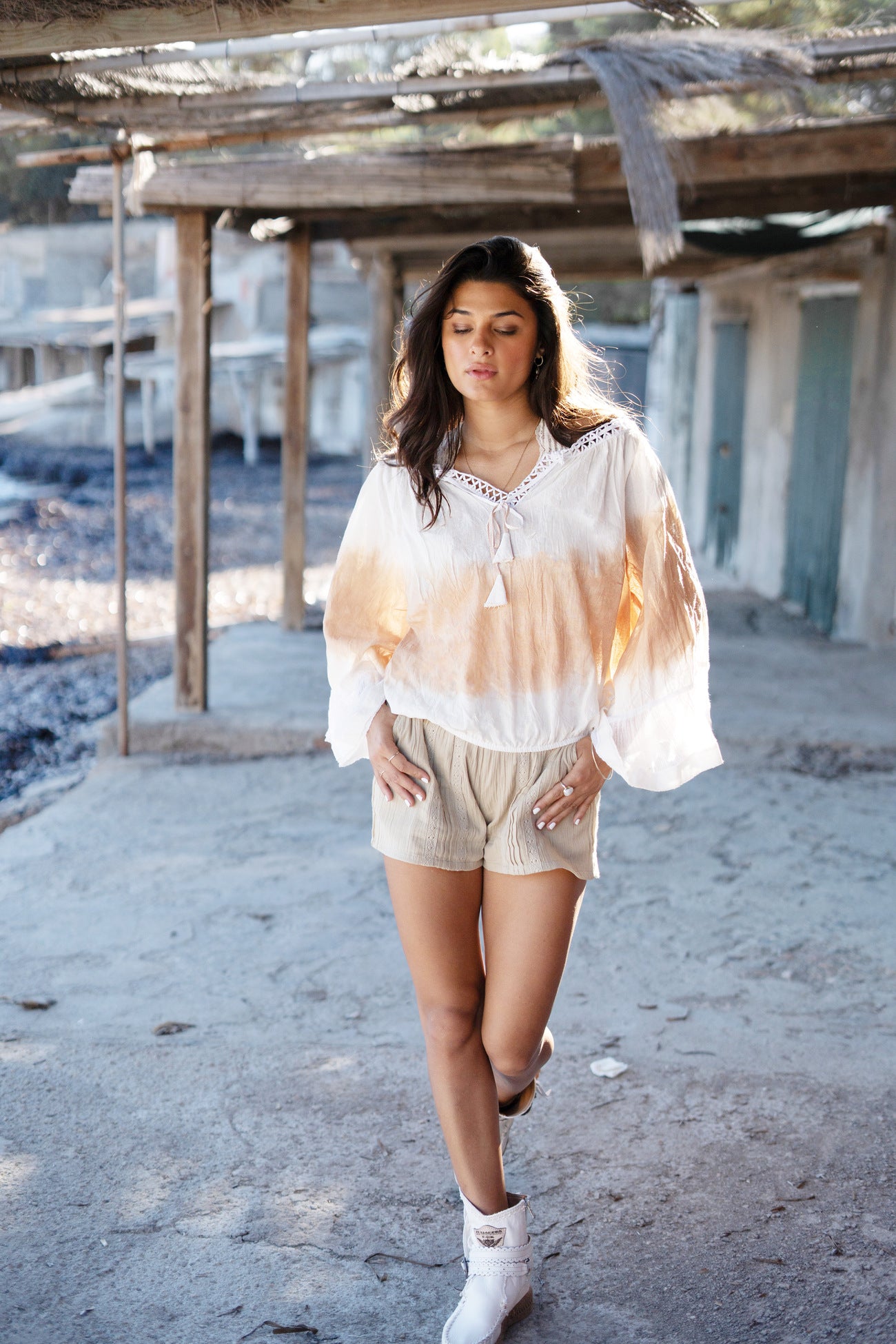 Bohemian blouse in ivory van ibzmode, Brands of Ibiza