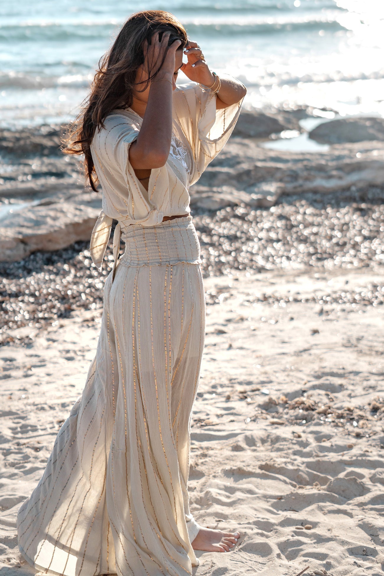 Bohemian kimono in sand van ibzmode, Brands of Ibiza