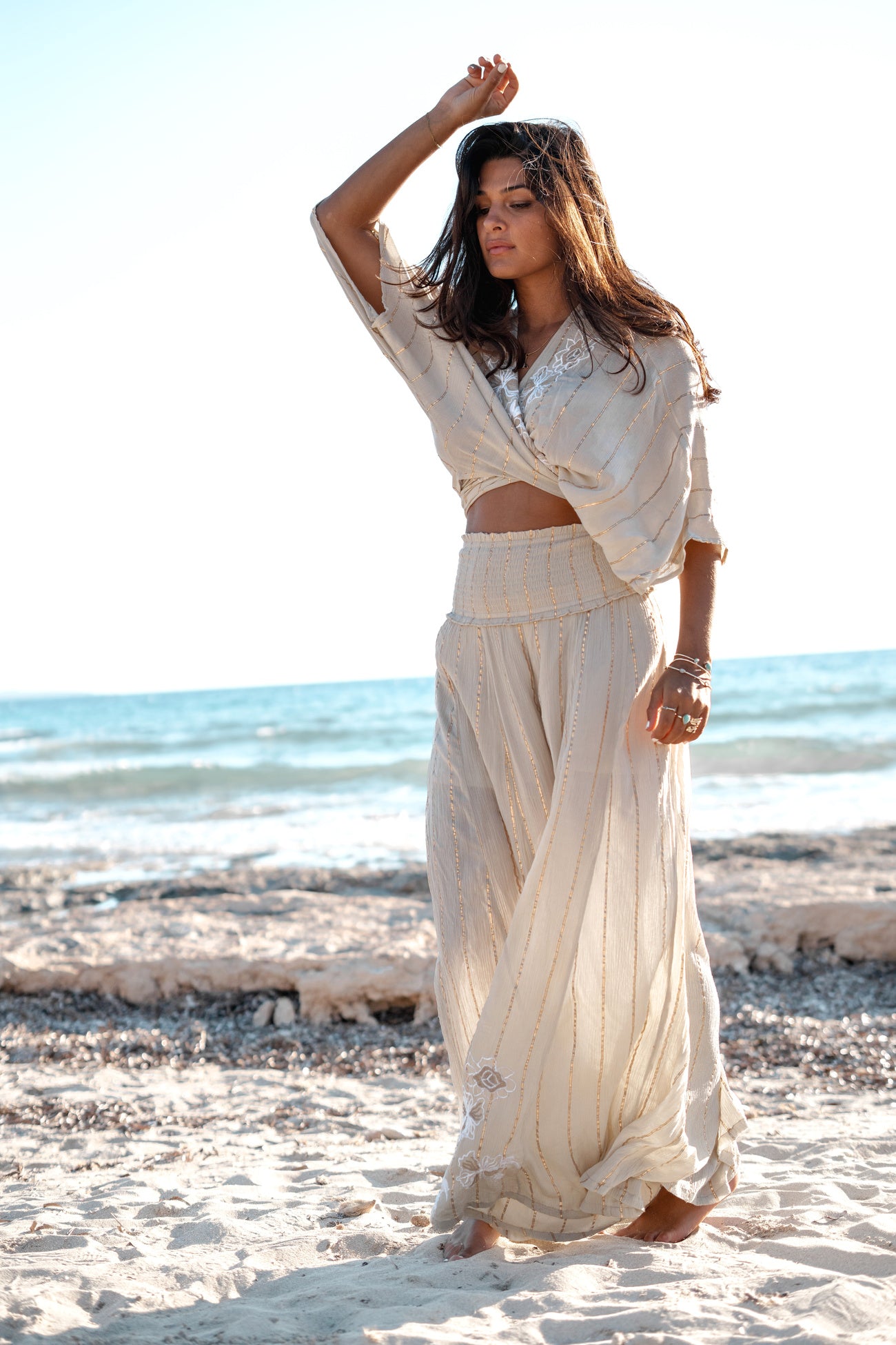 Bohemian kimono in sand van ibzmode, Brands of Ibiza