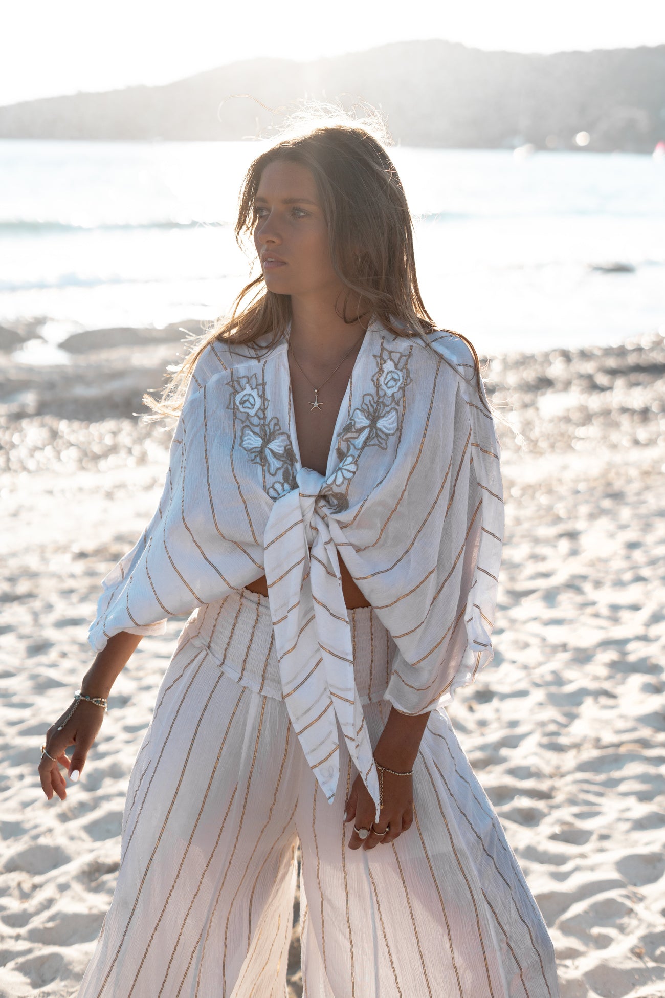 Bohemian kimono in white van ibzmode, Brands of Ibiza
