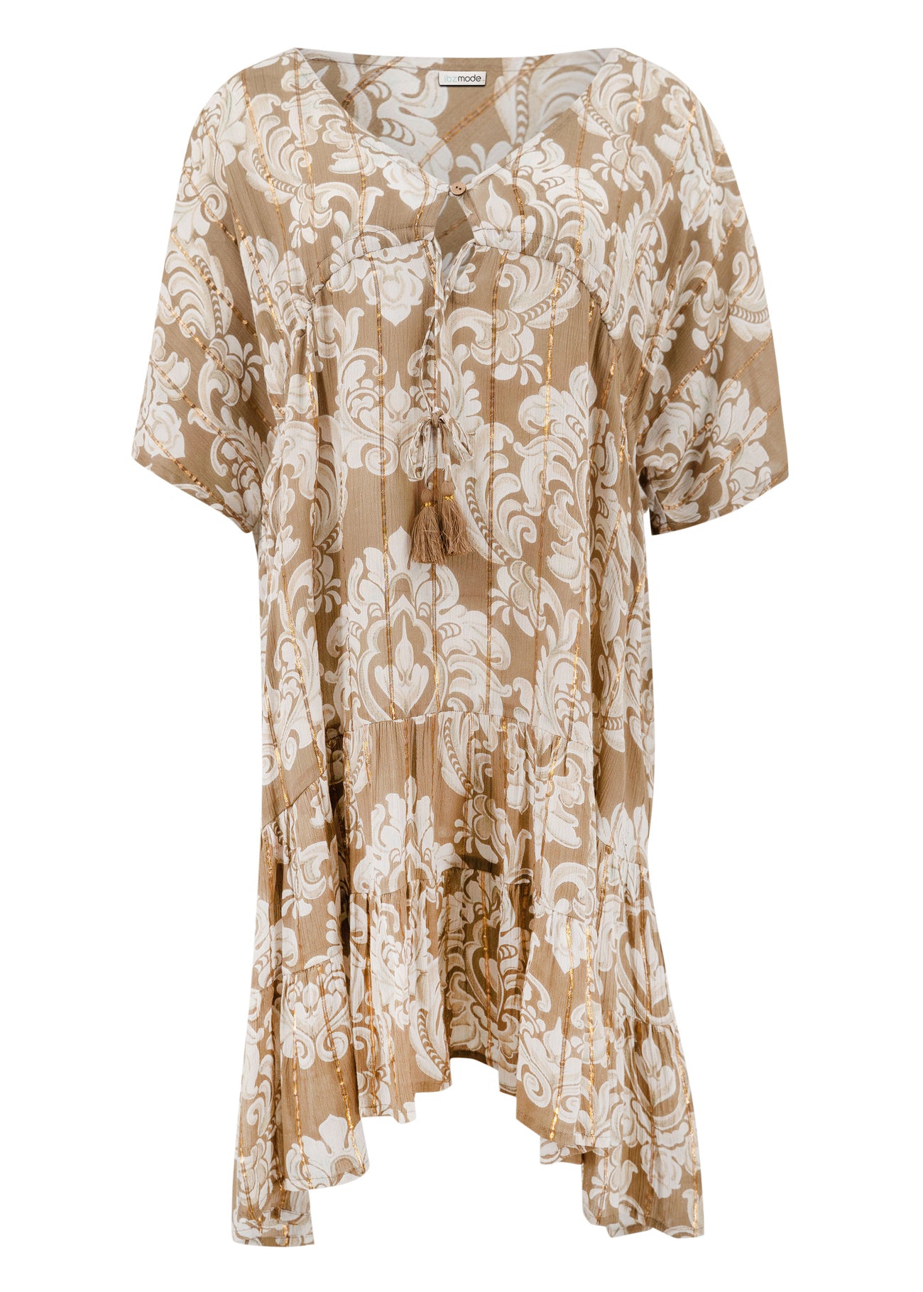 Bohemian jurk in taupe van ibzmode, Brands of Ibiza