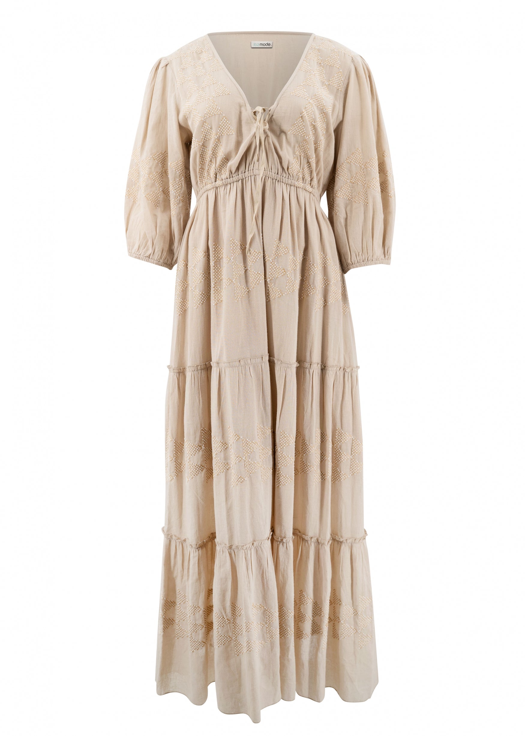 Bohemian jurk in sand van ibzmode, Brands of Ibiza