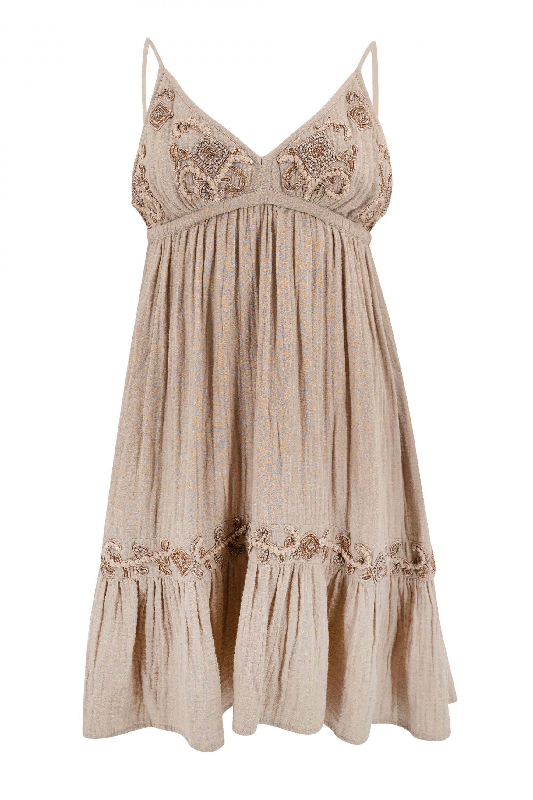 Bohemian jurk in light taupe van ibzmode, Brands of Ibiza