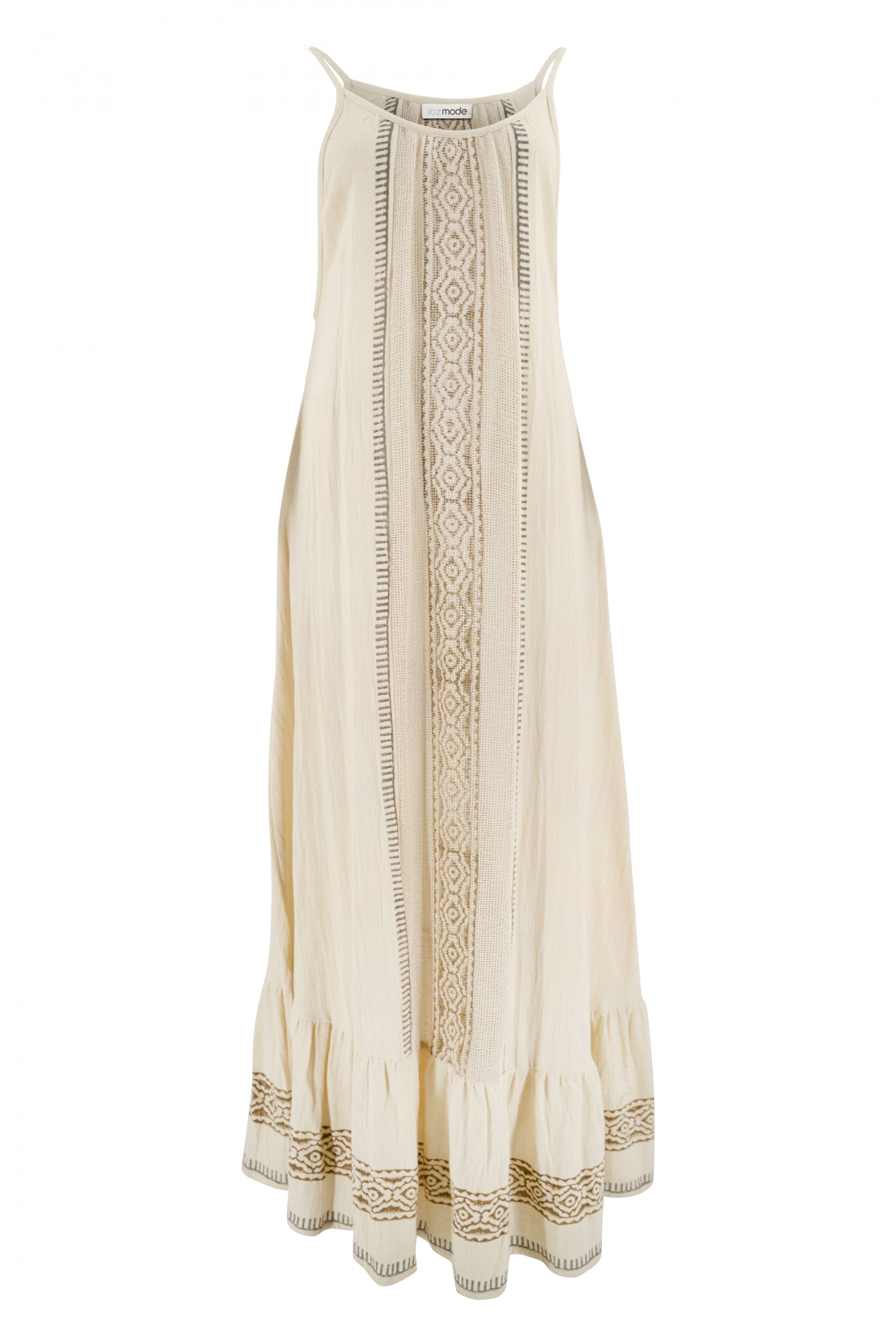 Bohemian jurk in ecru van ibzmode, Brands of Ibiza