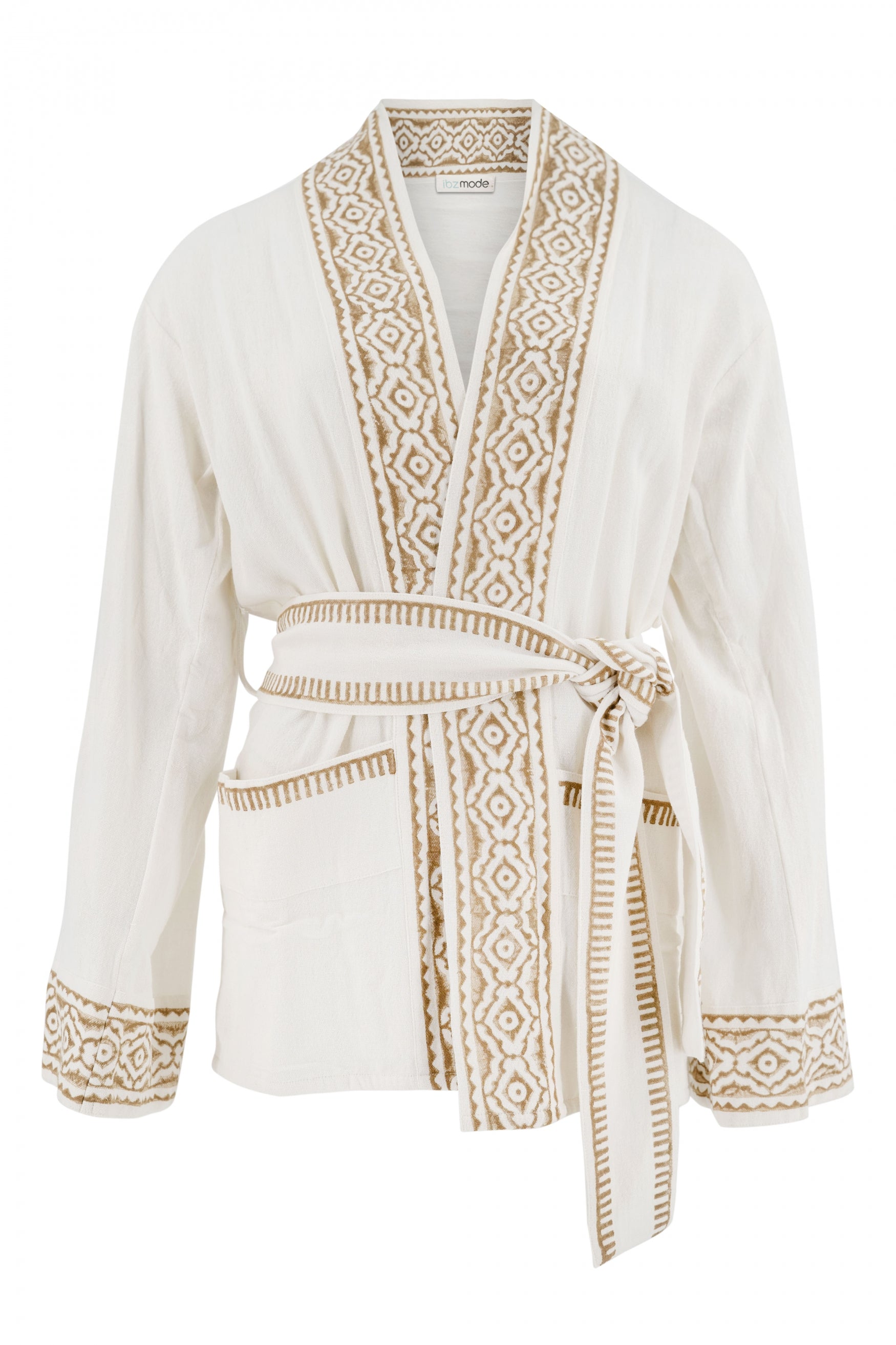 Bohemian kimono in white van ibzmode, Brands of Ibiza