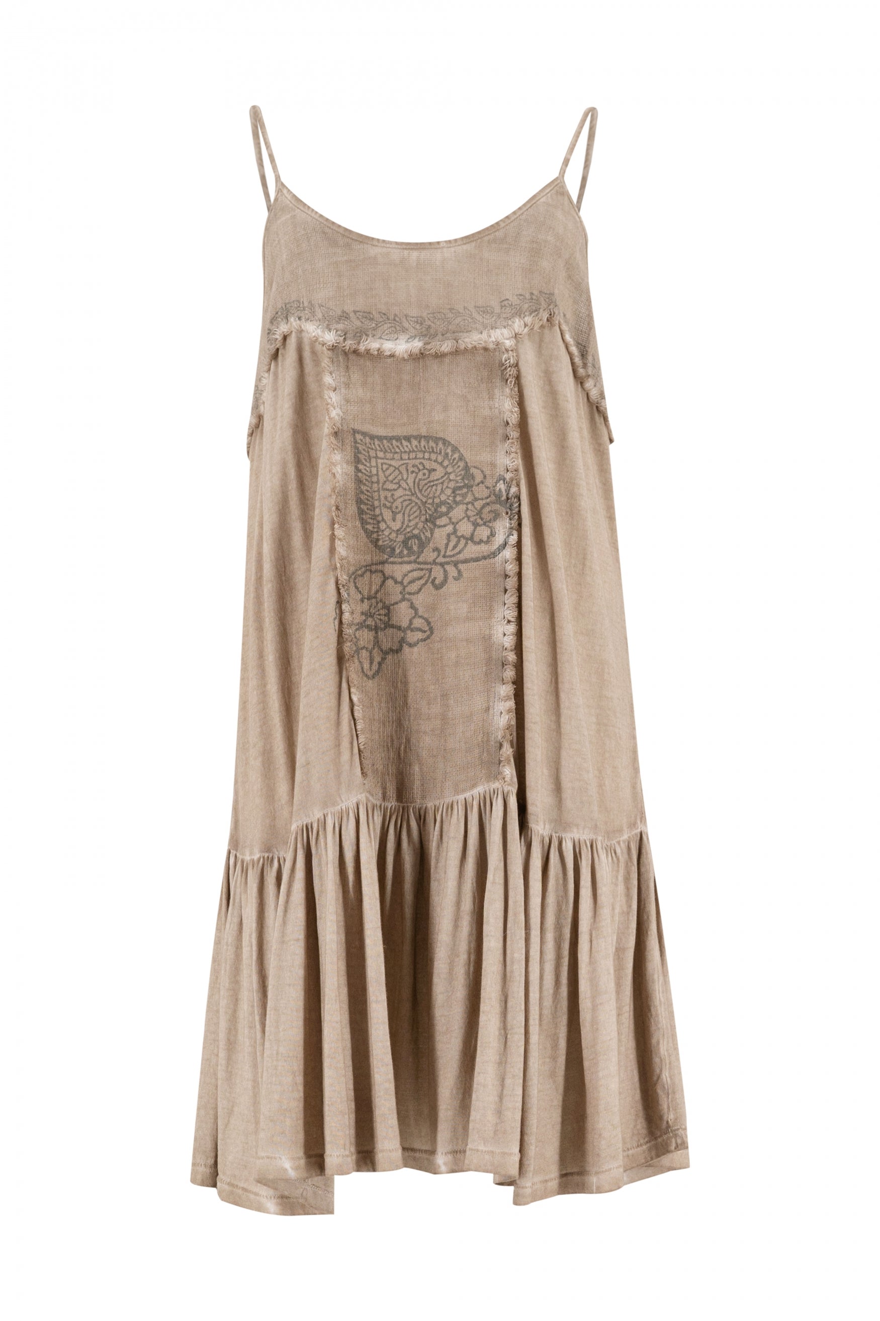 Bohemian jurk in taupe van ibzmode, Brands of Ibiza