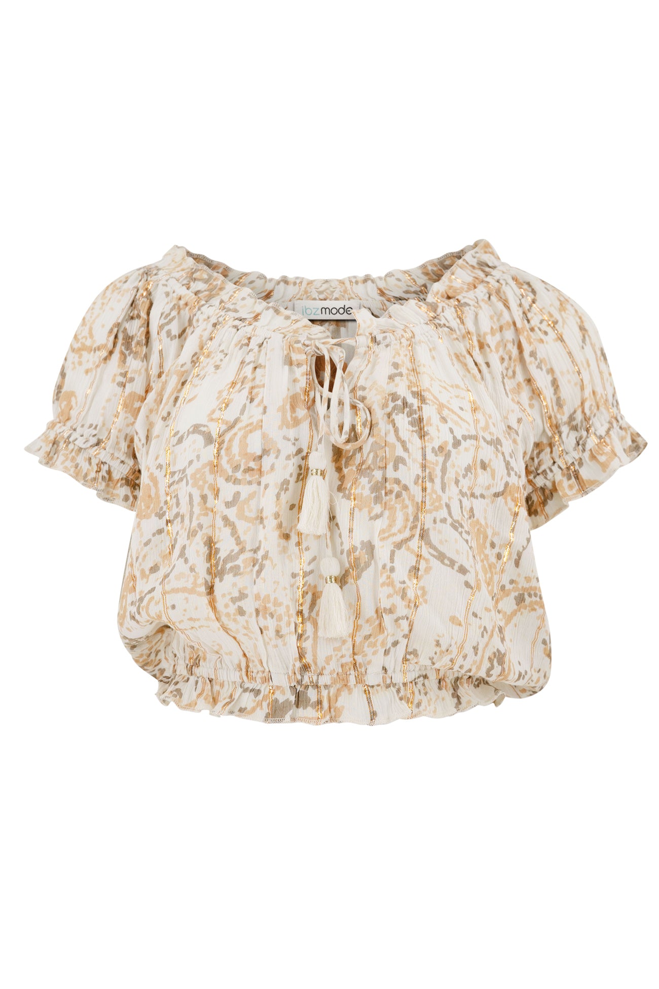 Bohemian top in sand van ibzmode, Brands of Ibiza