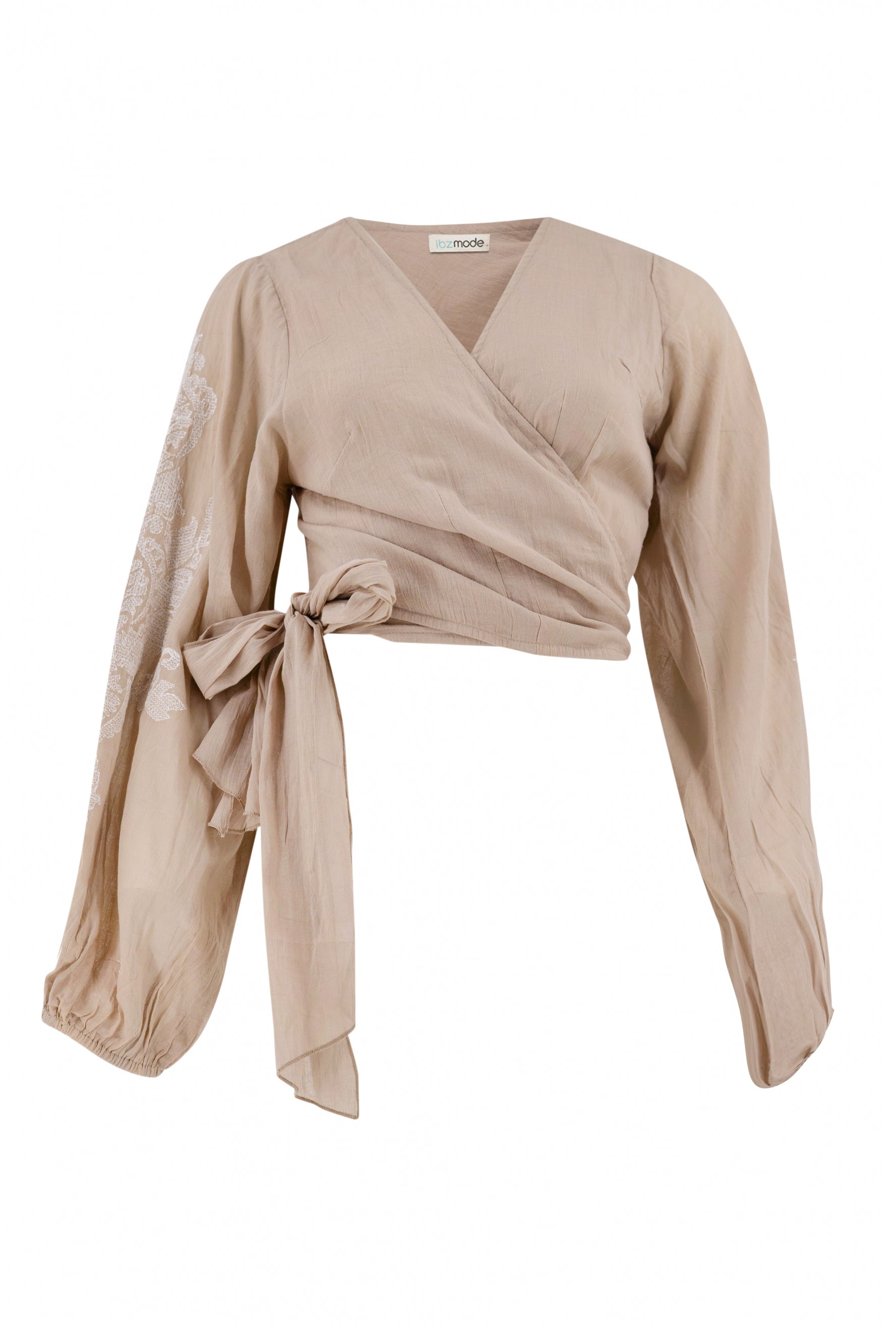 Bohemian top in light taupe van ibzmode, Brands of Ibiza